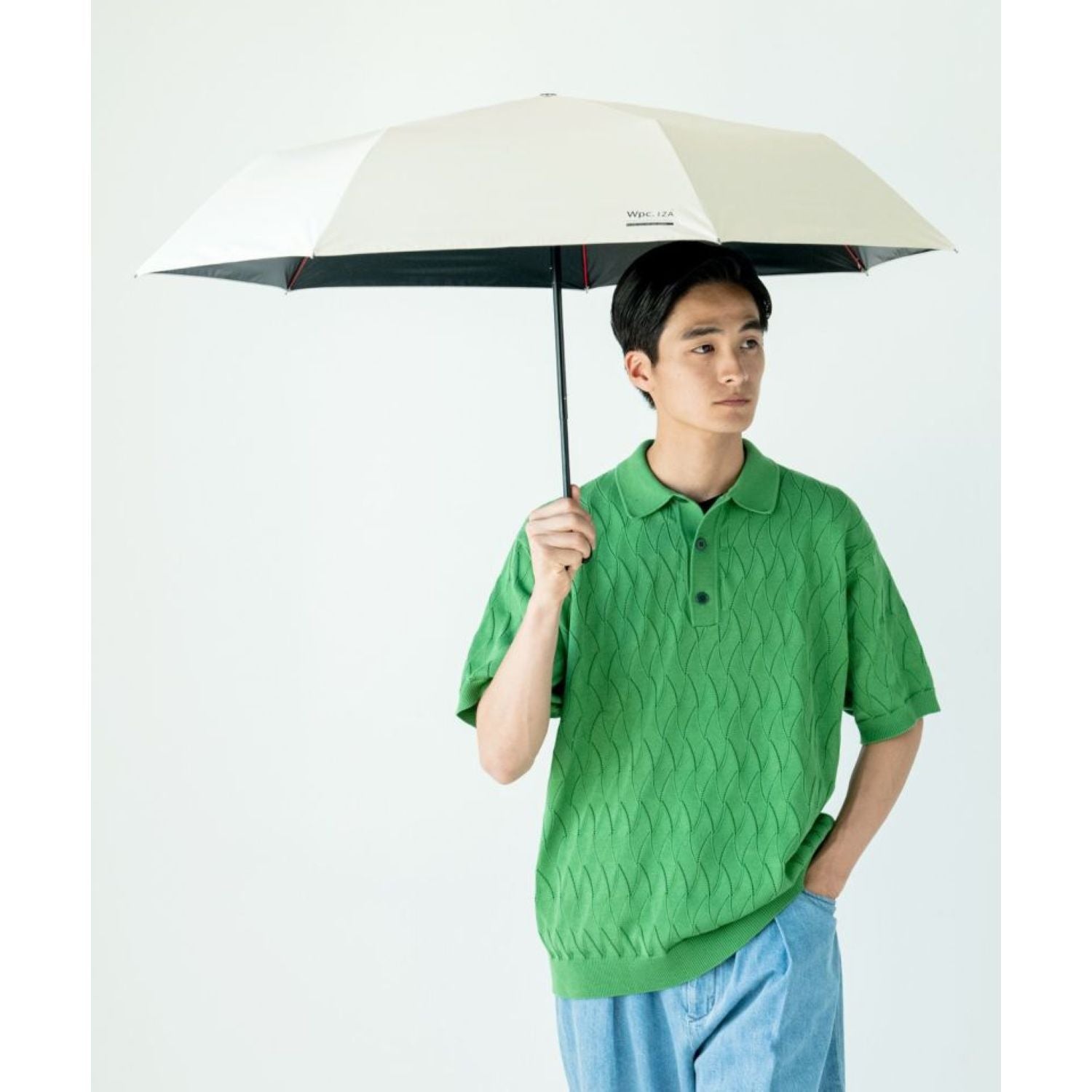 WPC IZA Wind Resistance UV Protection UPF 50+ Men's Umbrella 55cm (Off White)