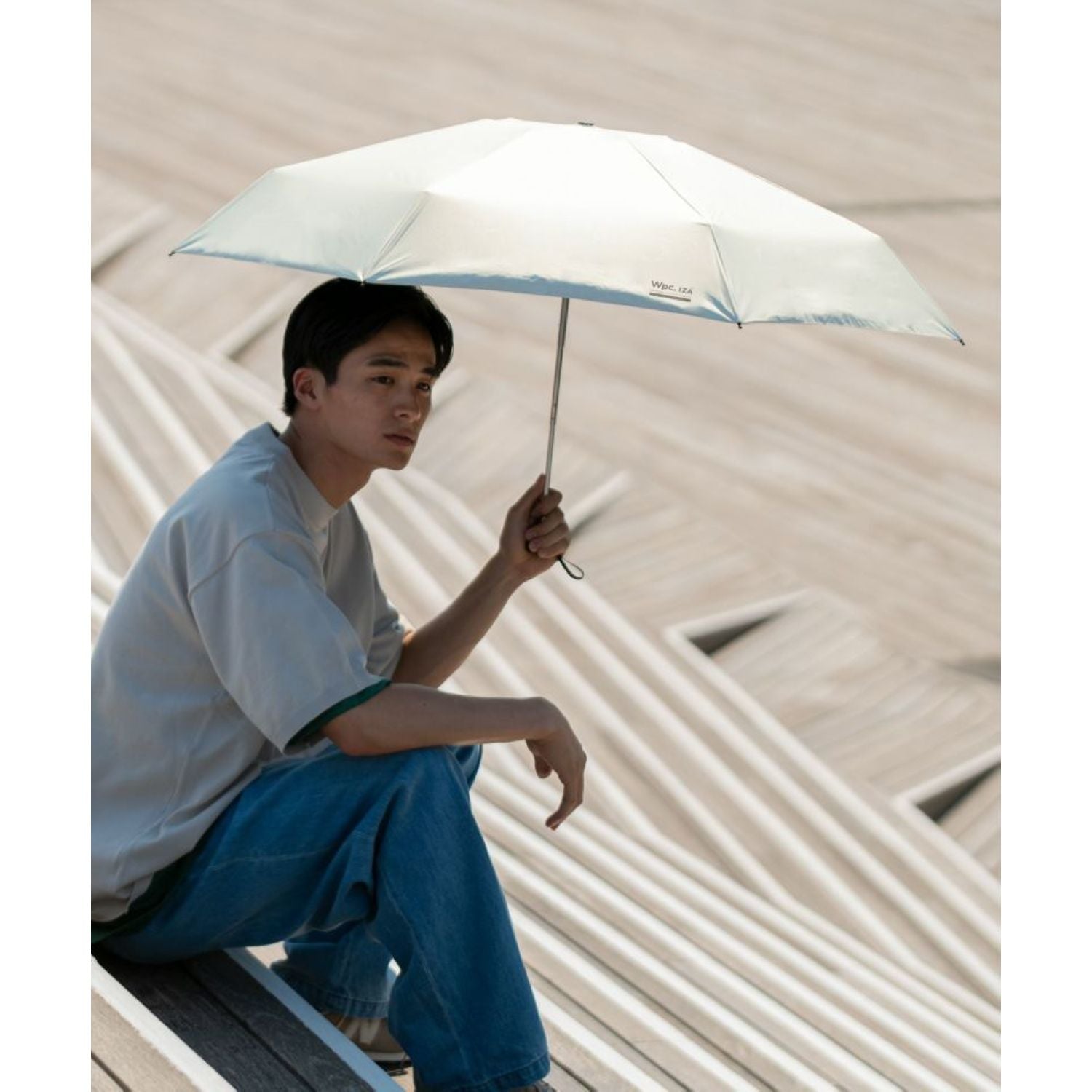 WPC IZA Large & Compact UV Protection UPF 50+ Umbrella 58cm (Off White)
