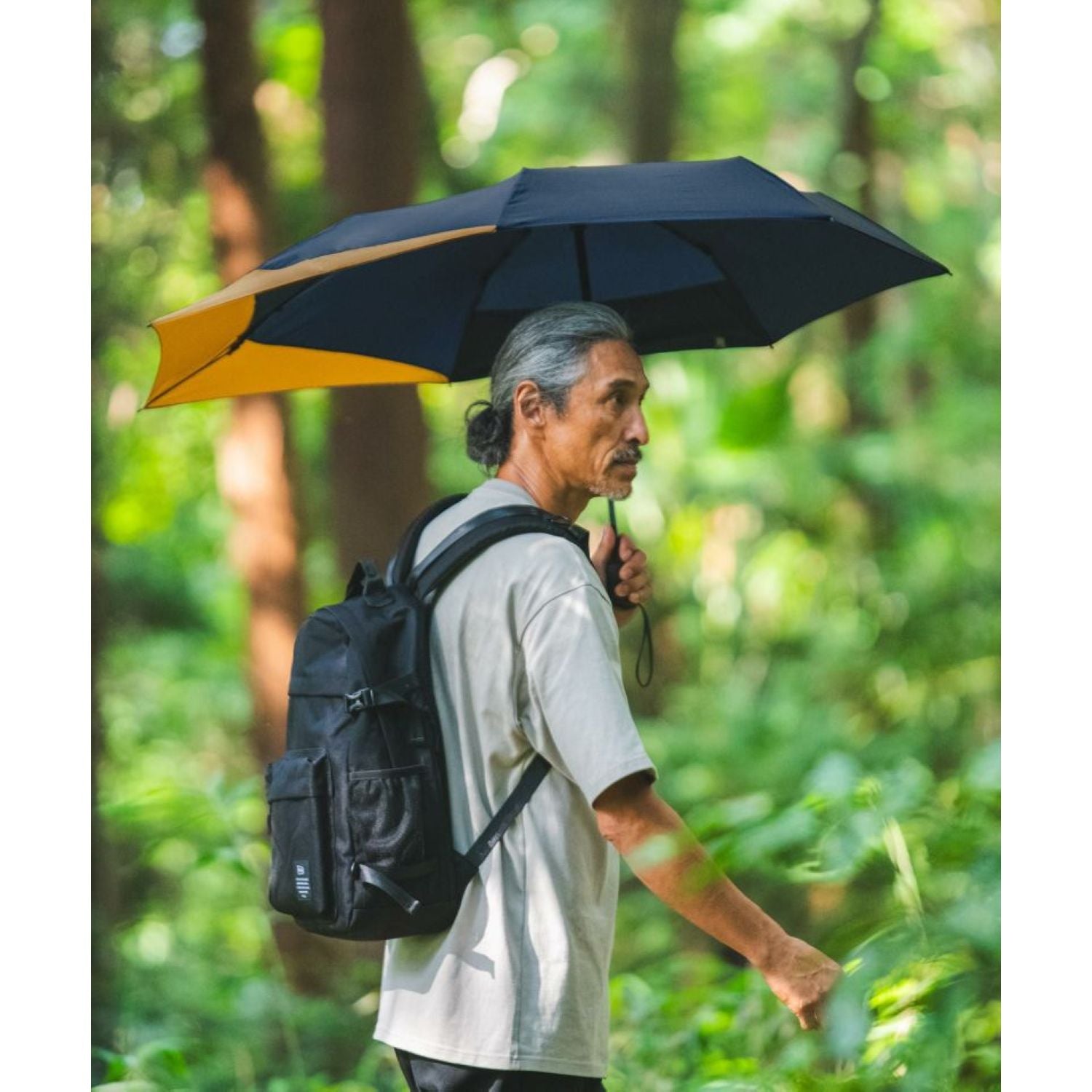 WPC UX Back Protect UV Protection Water Repellent Folding Umbrella 55cm (Navy X Camel)