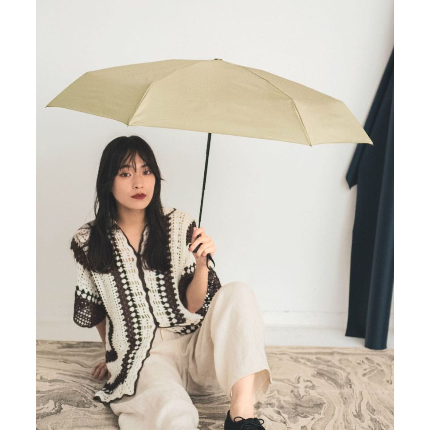 WPC UX Compact Tiny UV Protection Folding Umbrella 55cm (Beige)