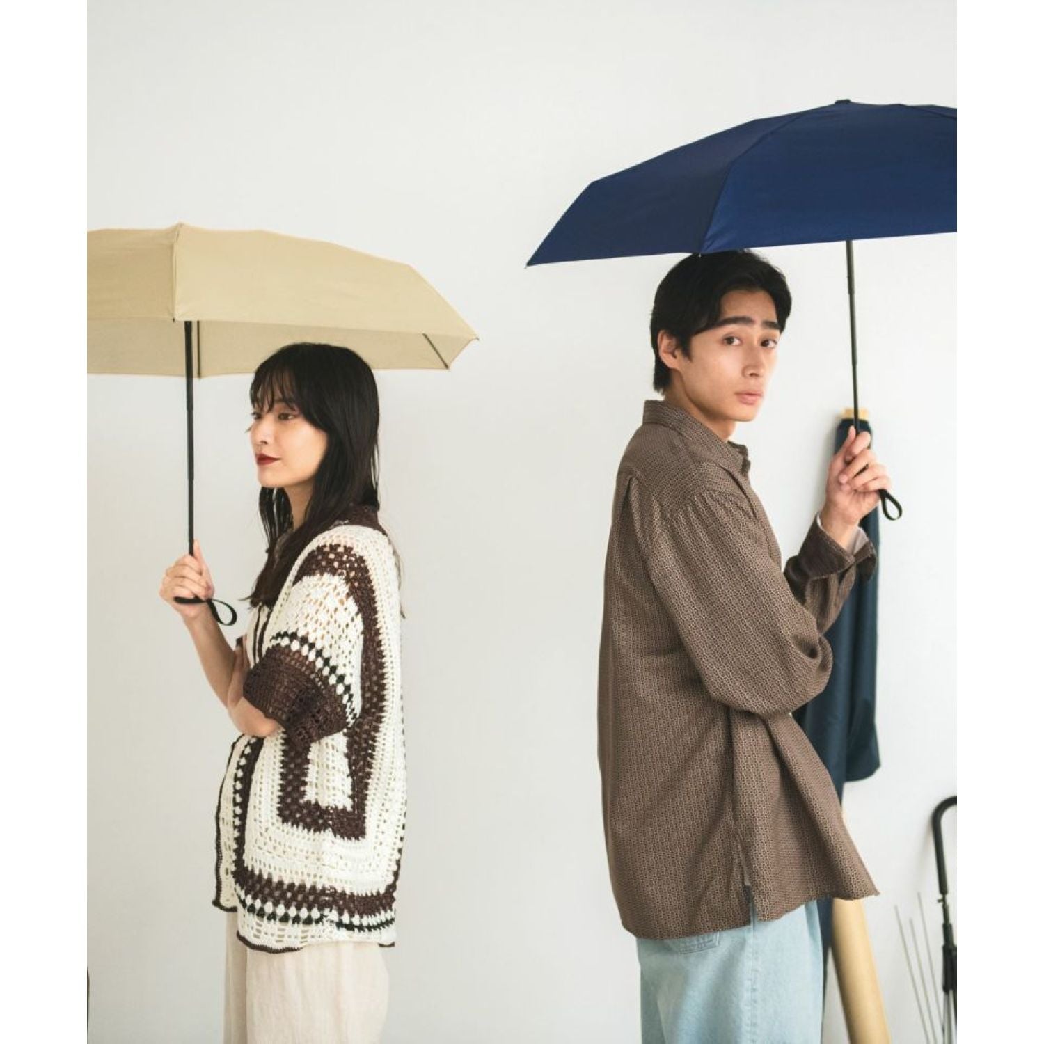 WPC UX Compact Tiny UV Protection Folding Umbrella 55cm (Beige)