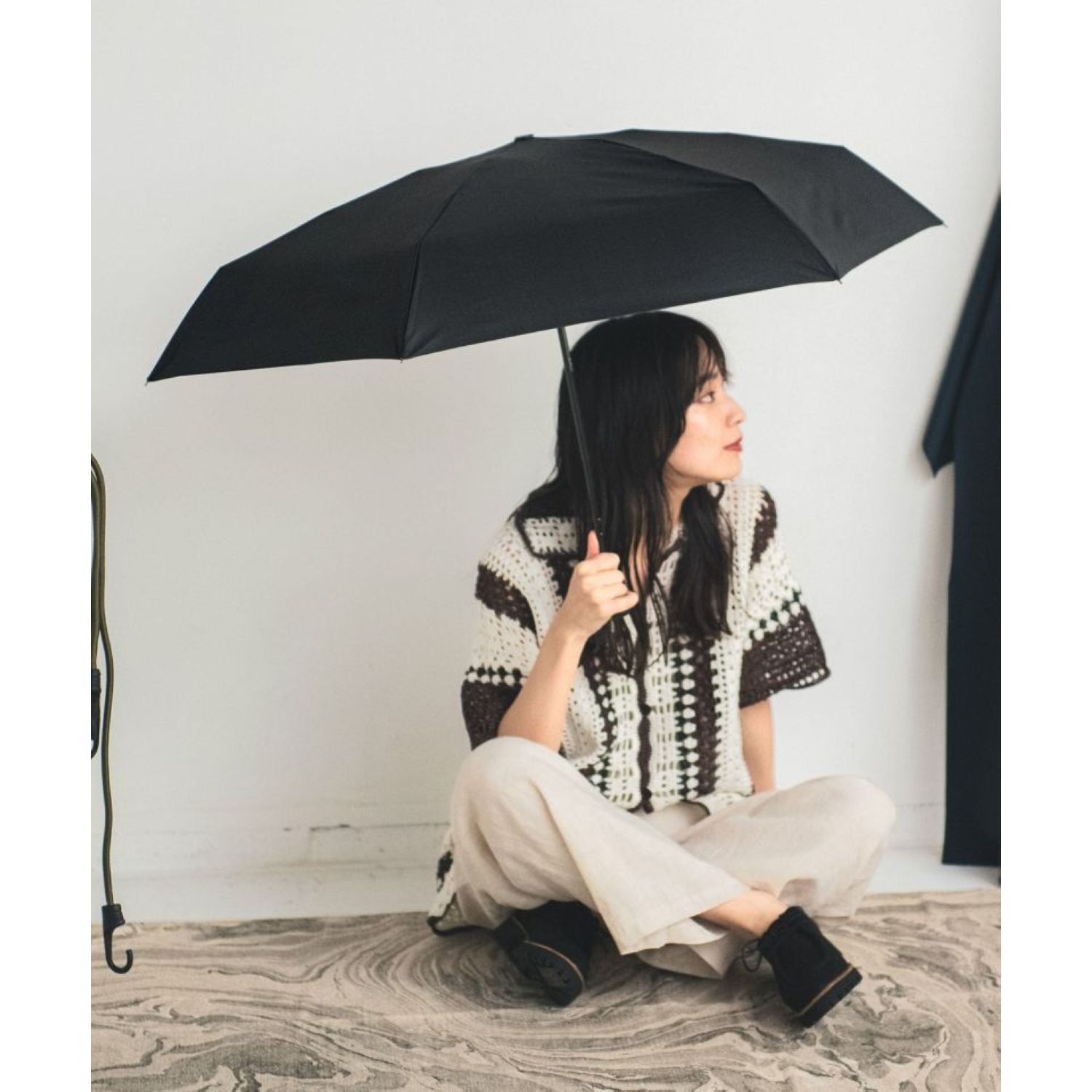 WPC UX Compact Tiny UV Protection Folding Umbrella 55cm (Black)