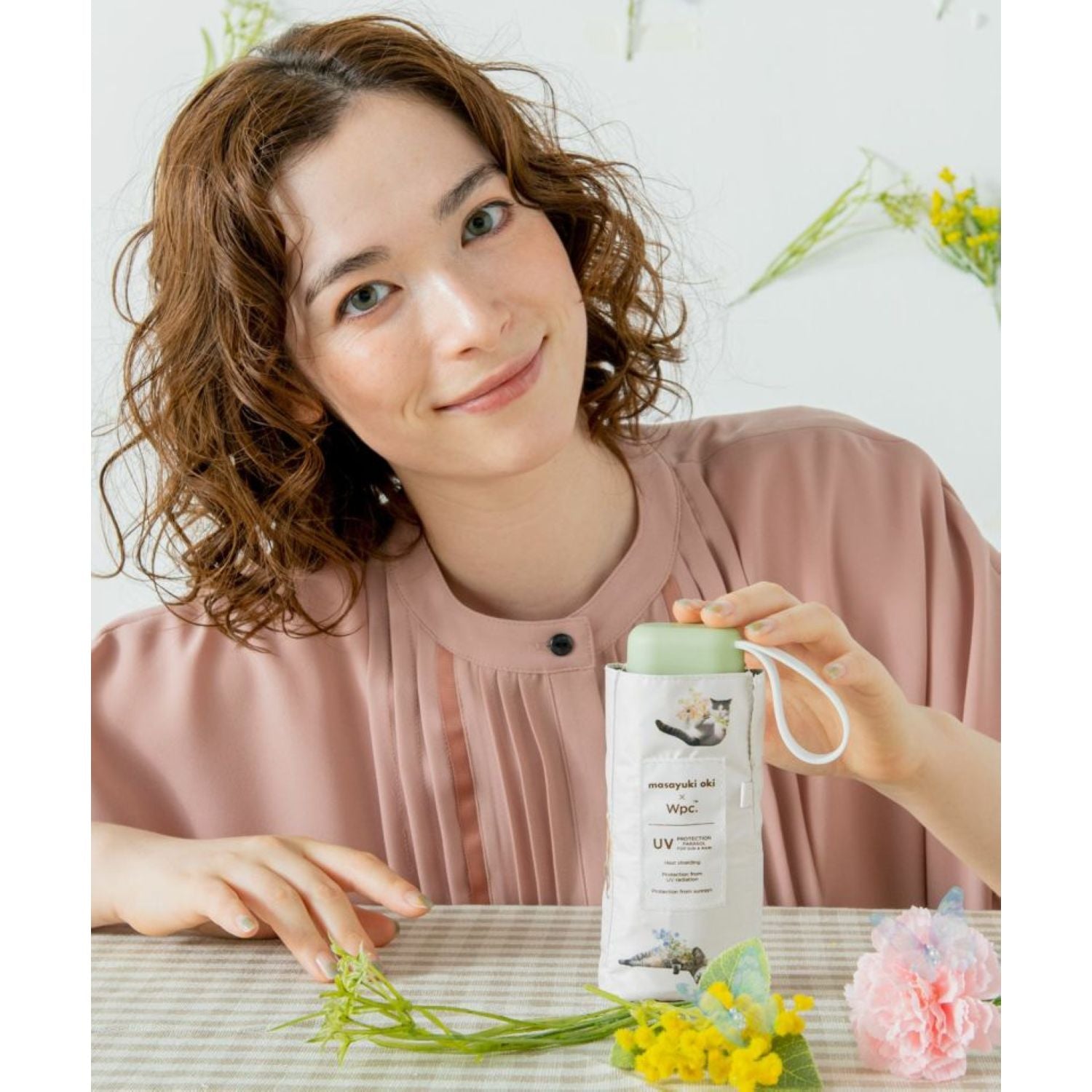 WPC X Masayuki Oki Neko UV Protection UPF 50+ Umbrella 47cm (Off White)