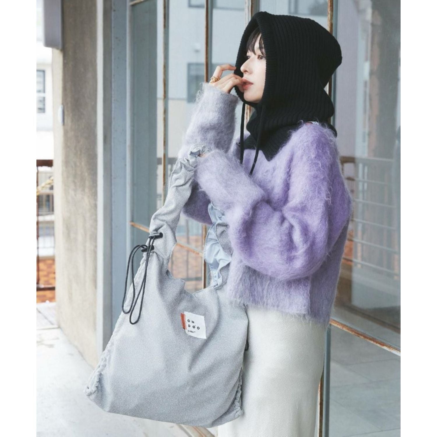 WPC Ondoo Shirring Drawstring Tote Bag (Silver)