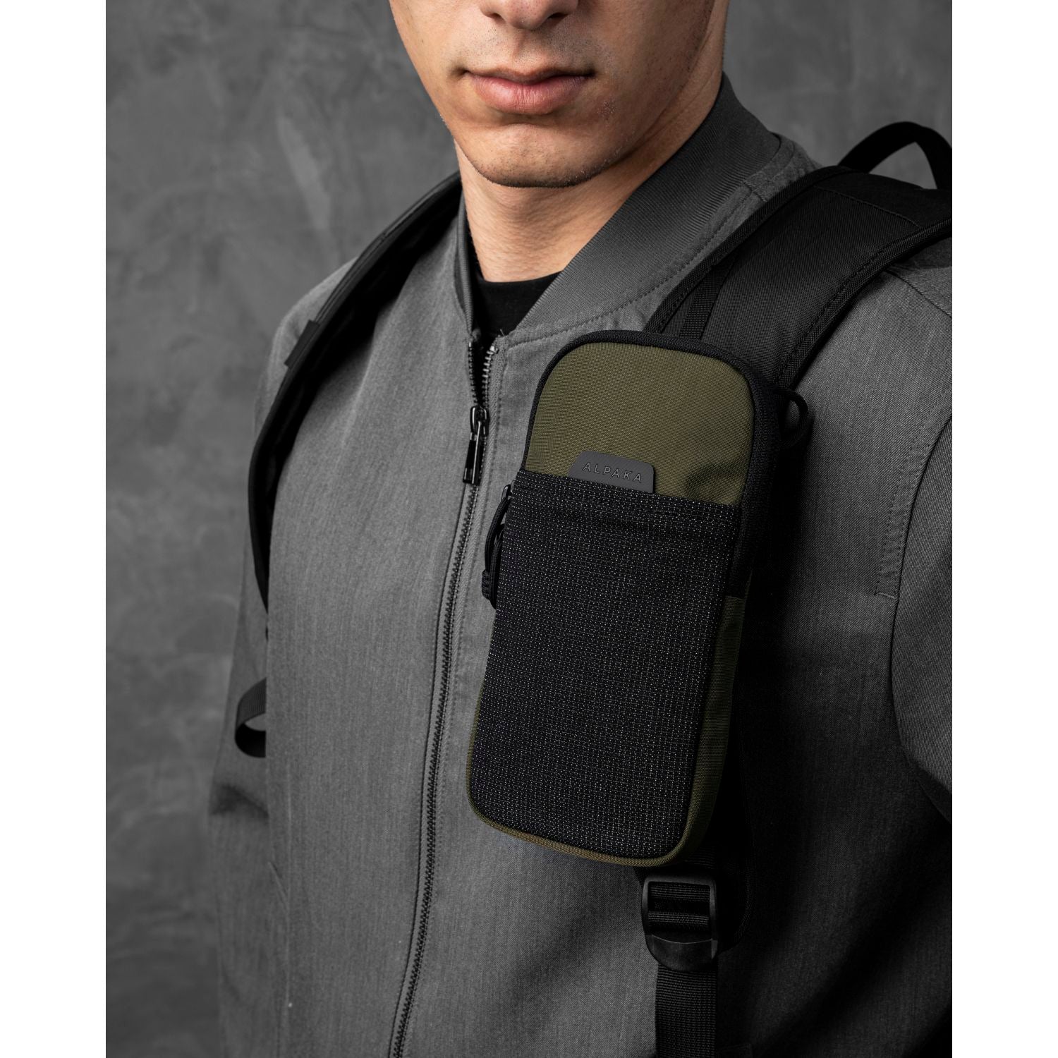 ALPAKA Modular Shoulder Pocket Slim Nylon Washed  Axoflux 400D (Green)