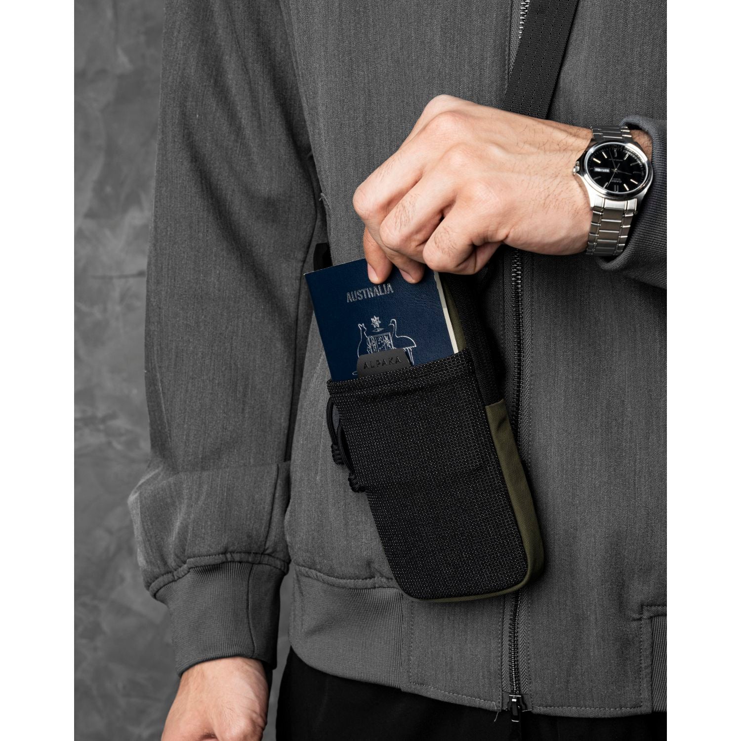 ALPAKA Modular Shoulder Pocket Slim Nylon Washed  Axoflux 400D (Green)