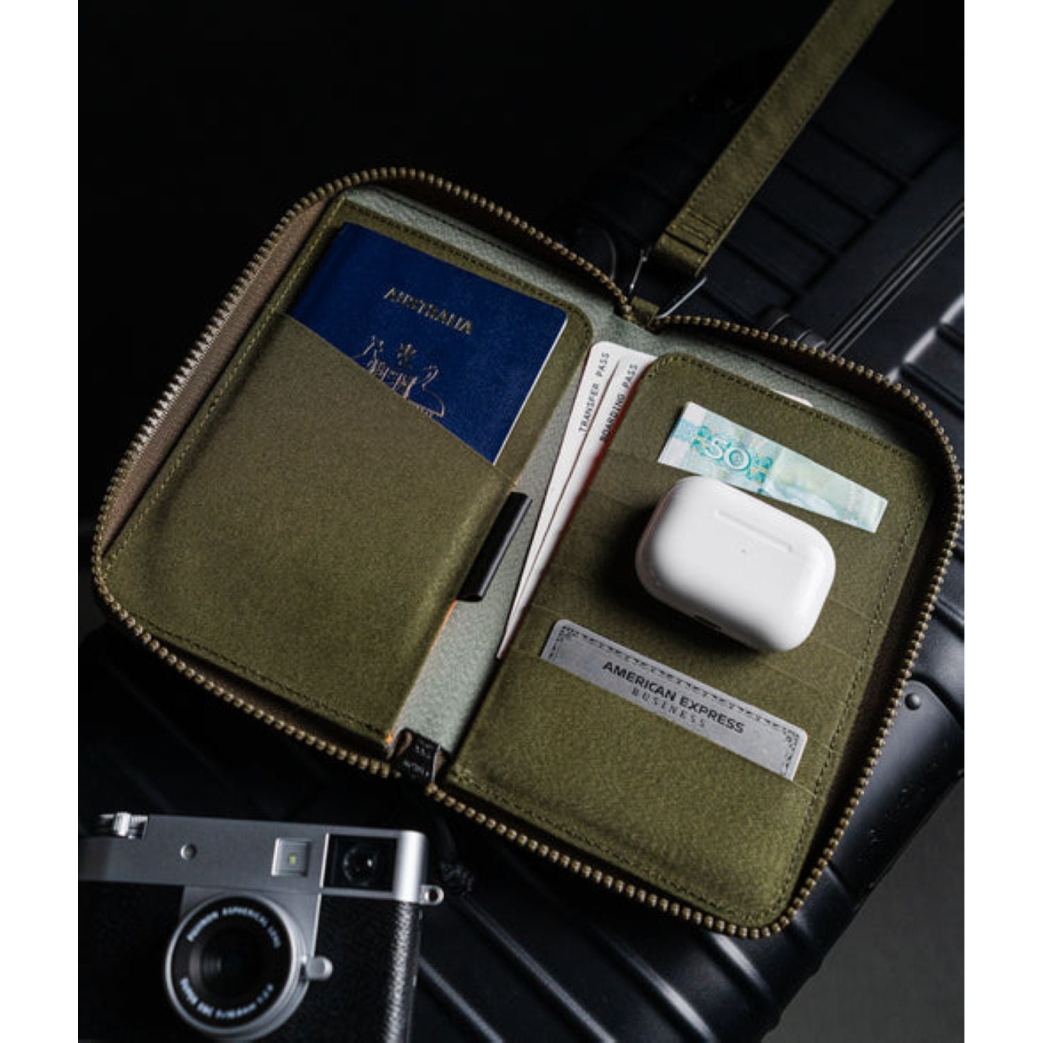 ALPAKA Zip Passport  Wallet Axogrid 300D (Army Green)