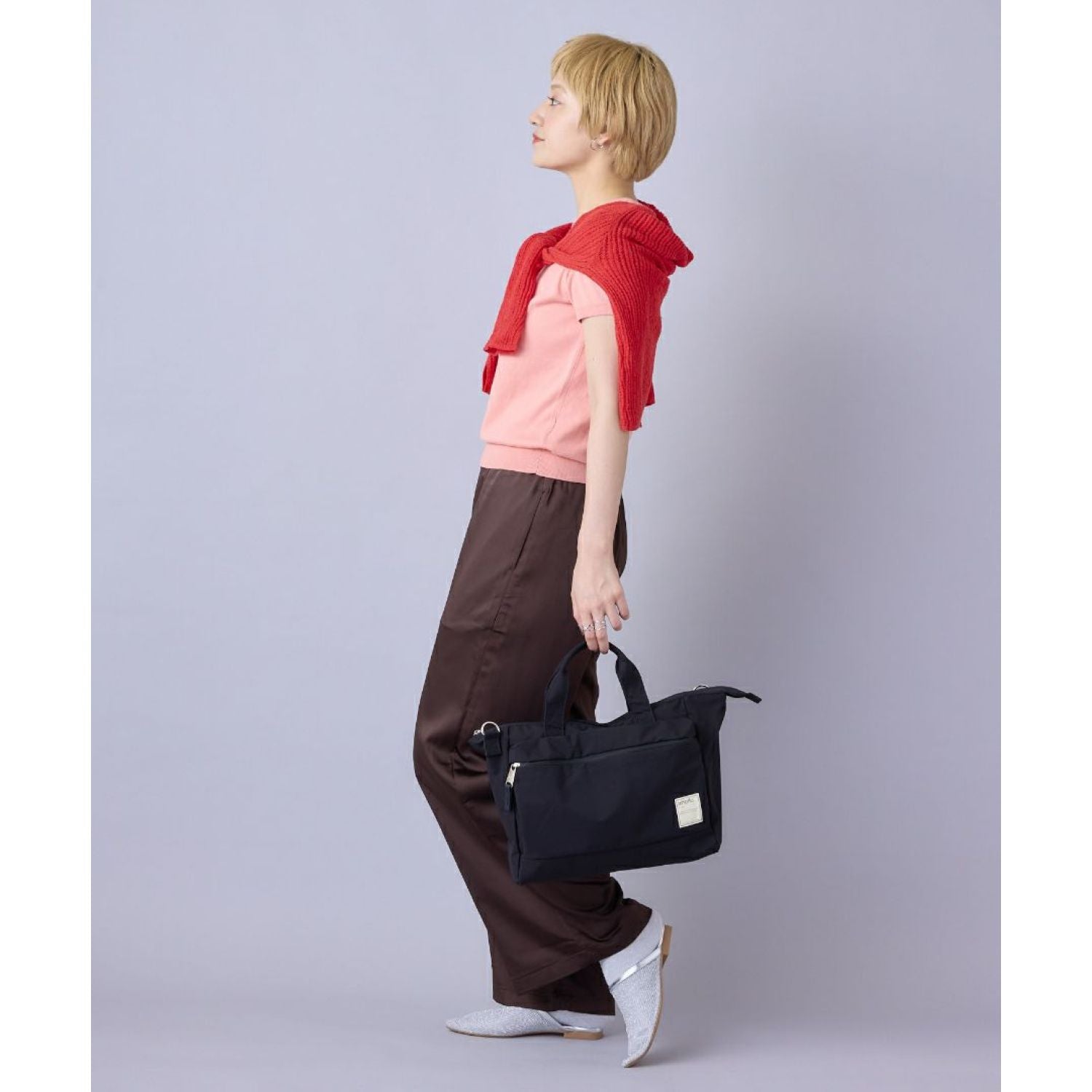 Anello Circle 2Way Tote Bag (Black)