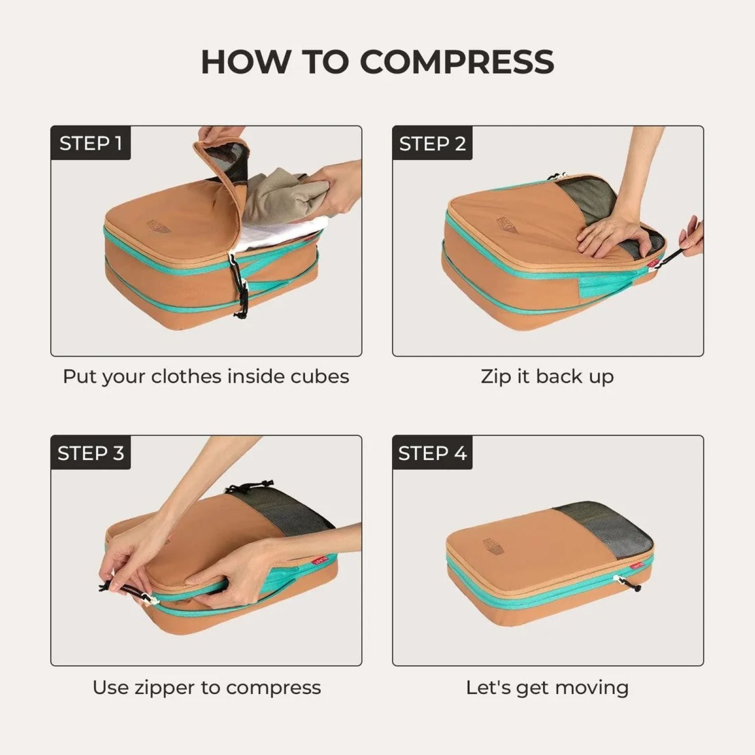 Bagsmart Blast 6-In-1 Compression Packing Cubes (Bran)