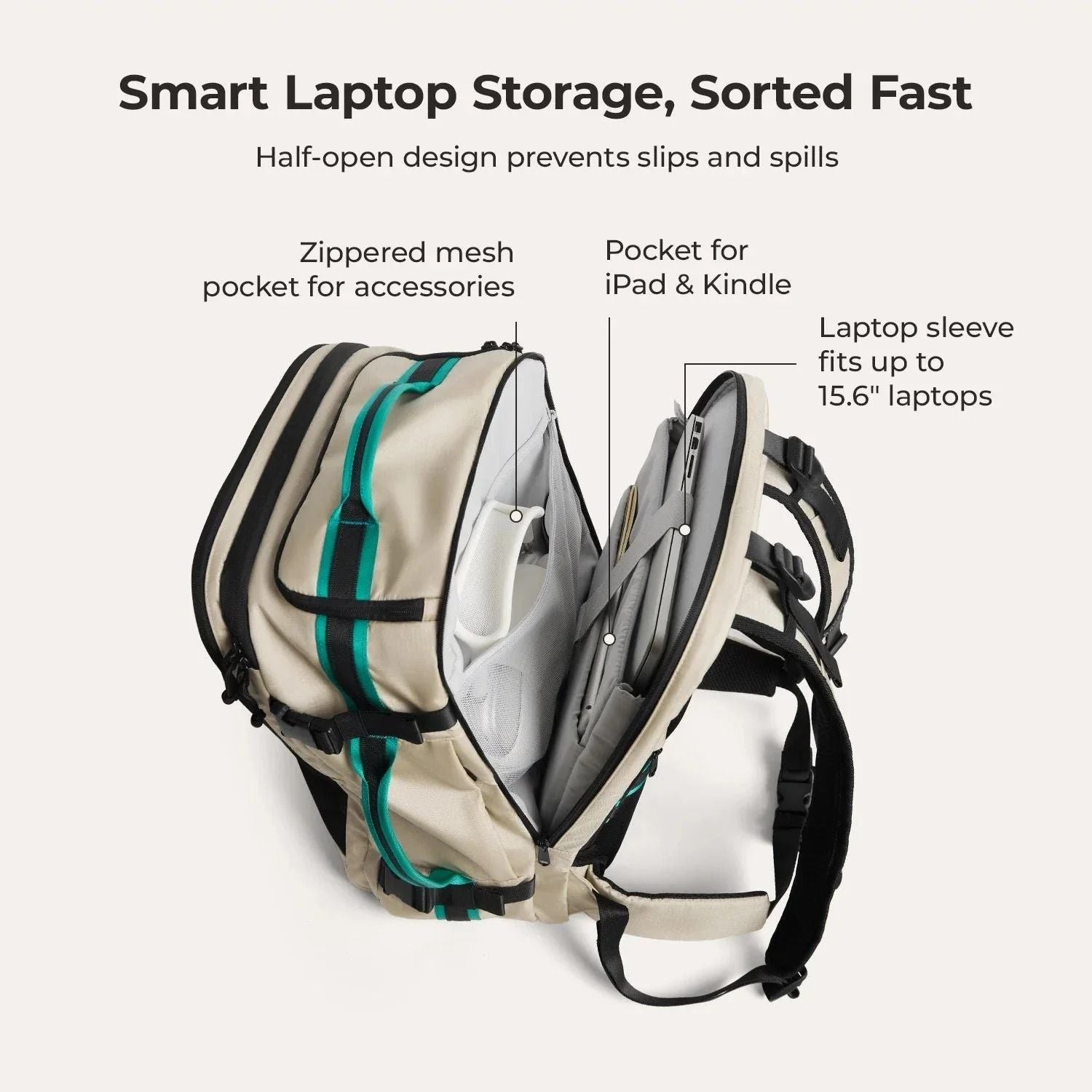 Bagsmart Blast Pro Quick Access Carry On Travel Backpack 40L (Beige)