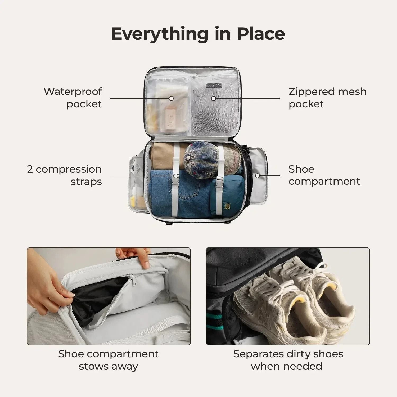 Bagsmart Blast Pro Quick Access Carry On Travel Backpack 40L (Black)