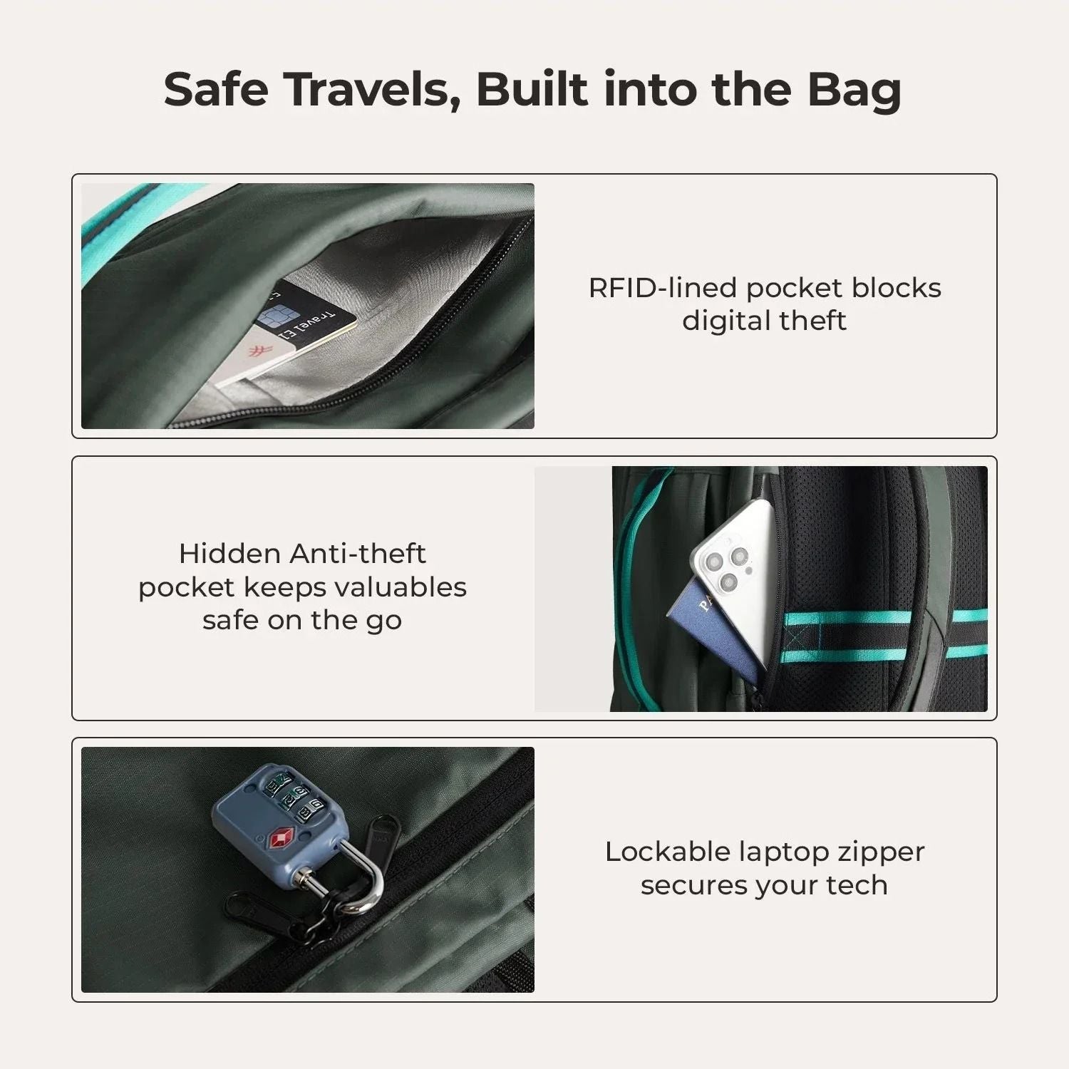 Bagsmart Blast Pro Quick Access Carry On Travel Backpack 40L (Green Smoke)