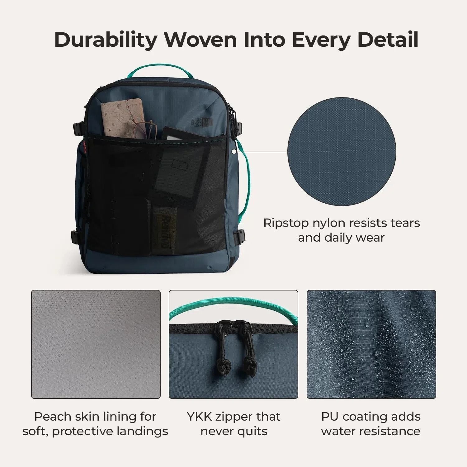 Bagsmart Blast Pro Quick Access Carry On Travel Backpack 40L (Navy Blue)