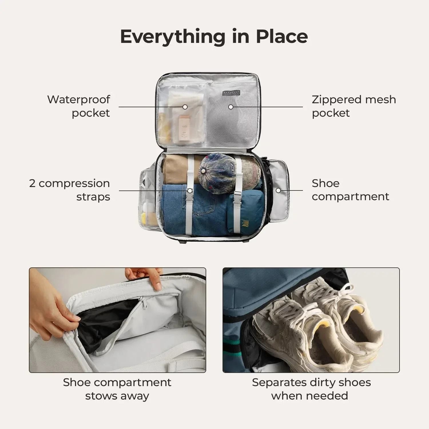 Bagsmart Blast Pro Quick Access Carry On Travel Backpack 40L (Navy Blue)