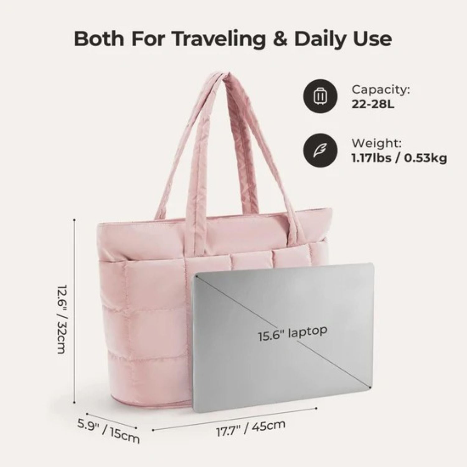 Bagsmart Bubble Puffer Tote 22L - 28L (Pink)
