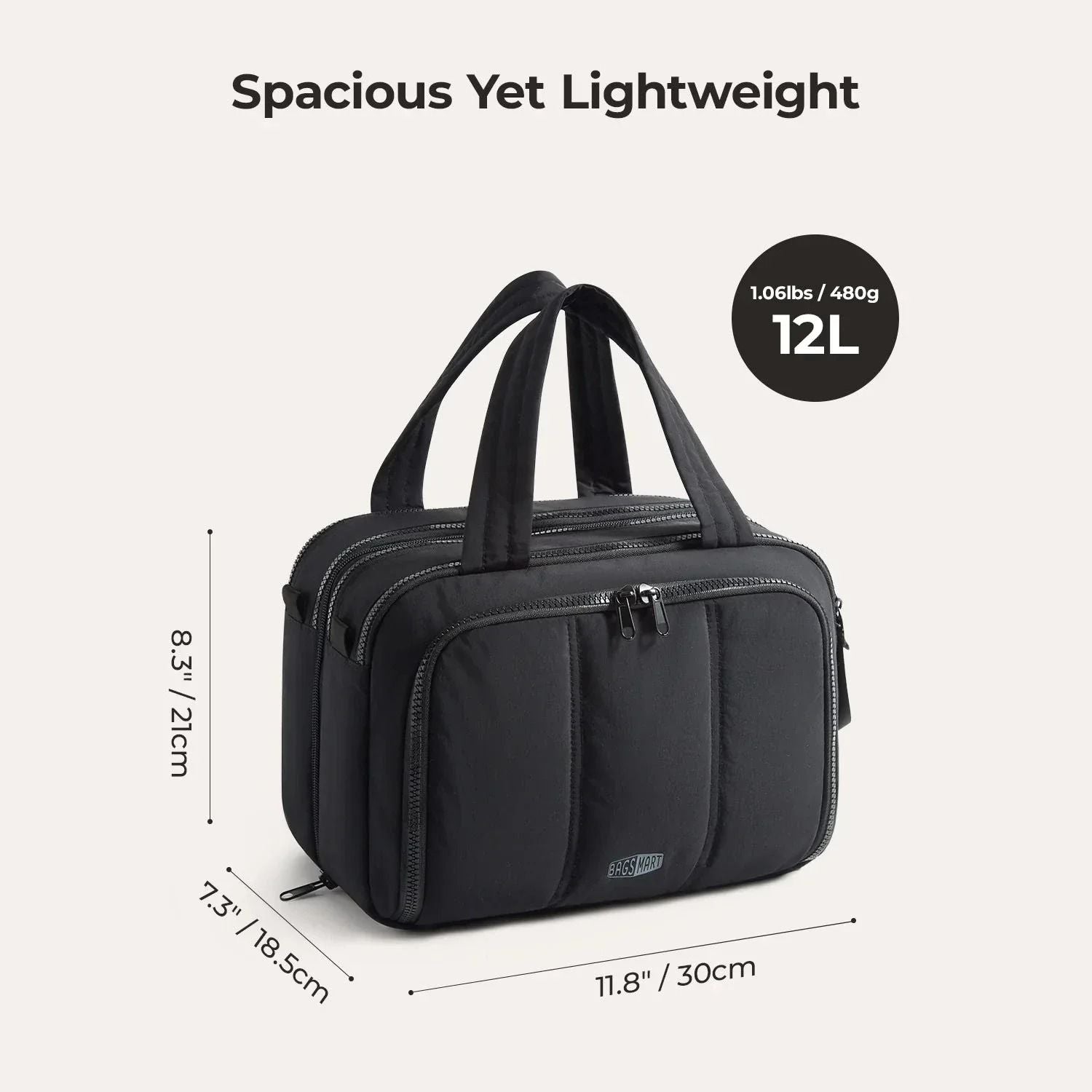 Bagsmart Crush Hanging Toiletry Bag (Black)