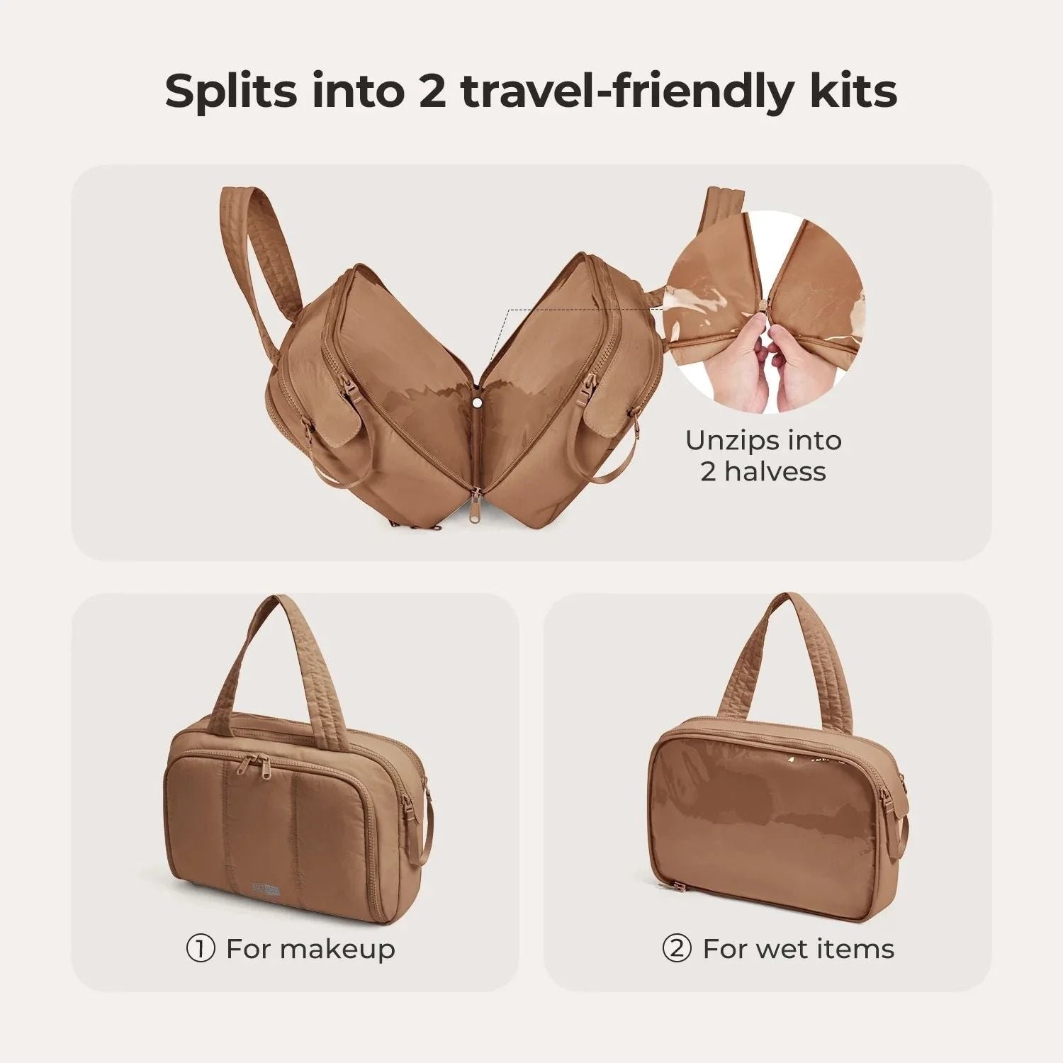 Bagsmart Crush Hanging Toiletry Bag (Brown)