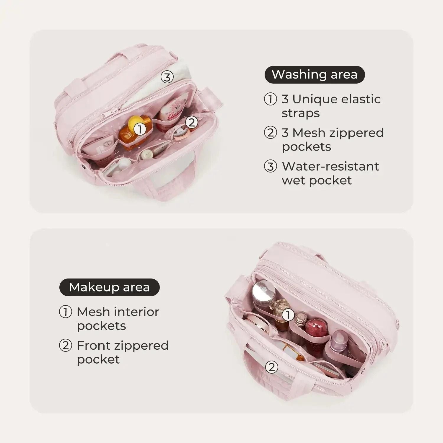 Bagsmart Crush Hanging Toiletry Bag (Pink)