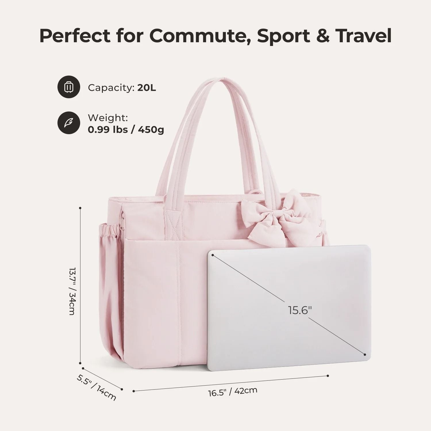 Bagsmart Crush Laptop Tote 23L (Pink)