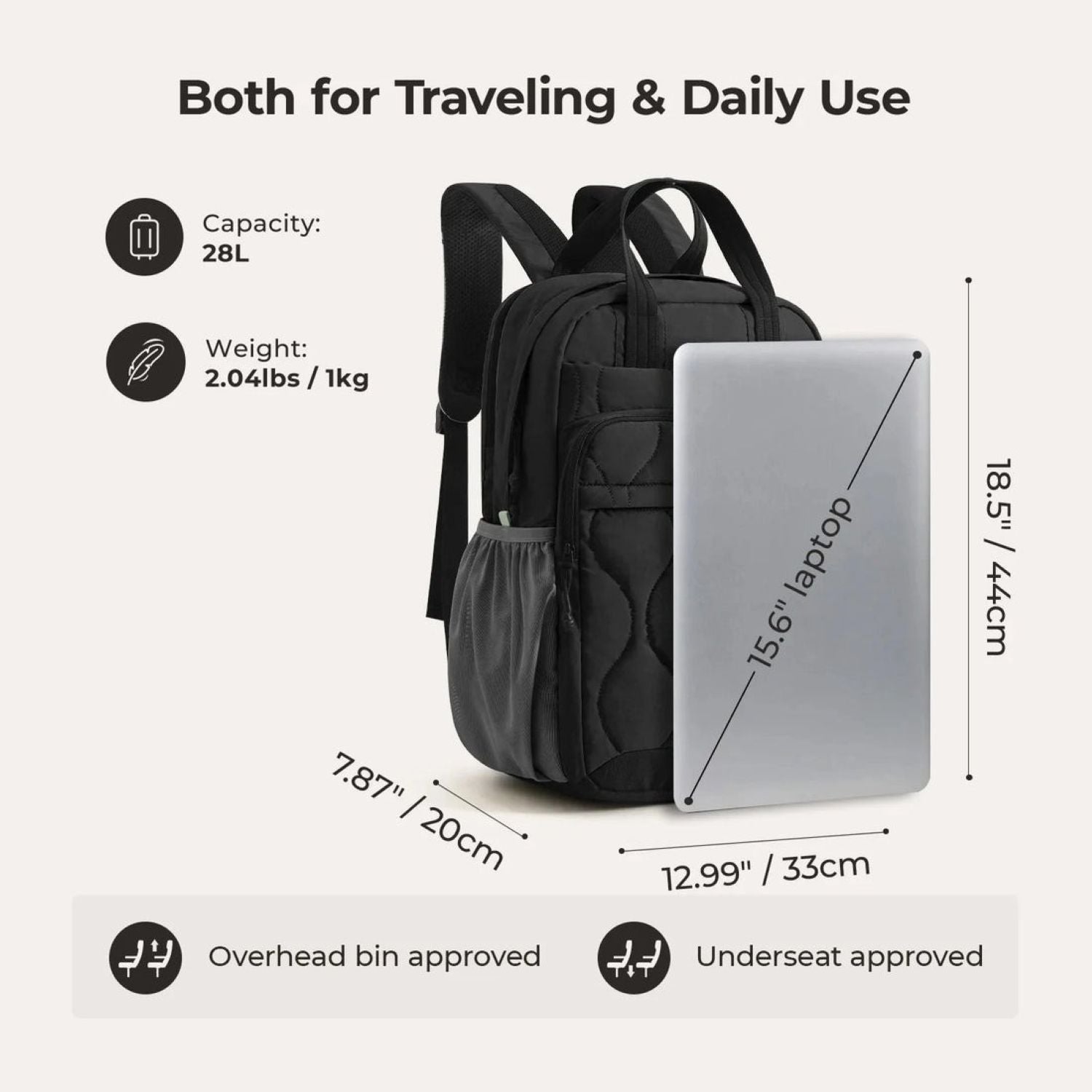 Bagsmart Paz Commute Laptop Backpack 28L (Black)