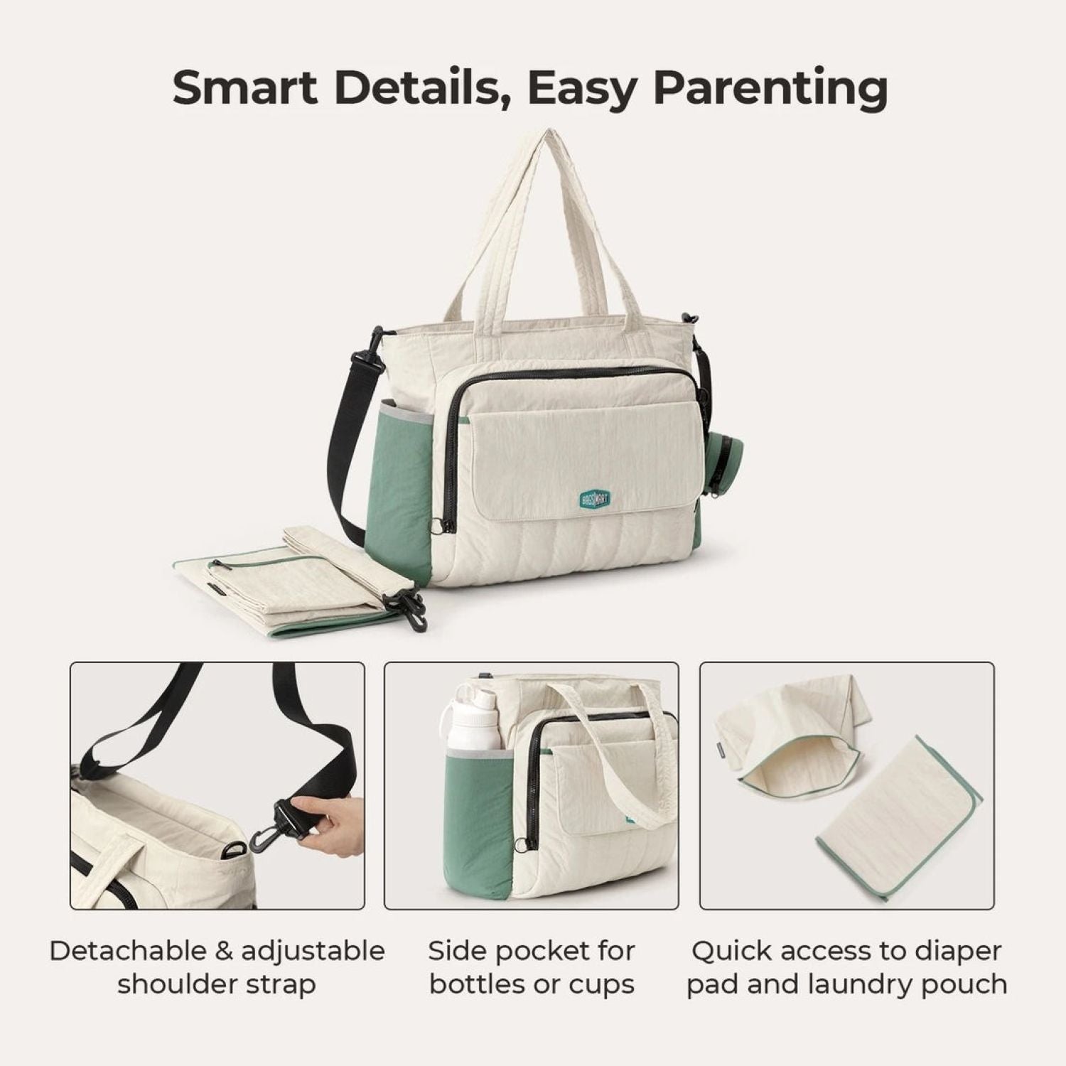 Bagsmart Paz Diaper Tote 25L (Celadon)
