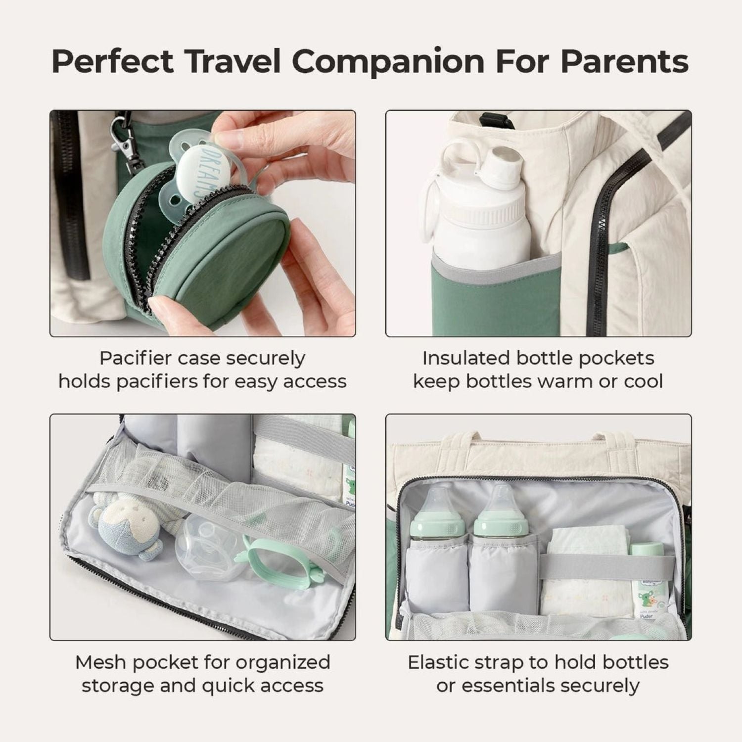 Bagsmart Paz Diaper Tote 25L (Celadon)