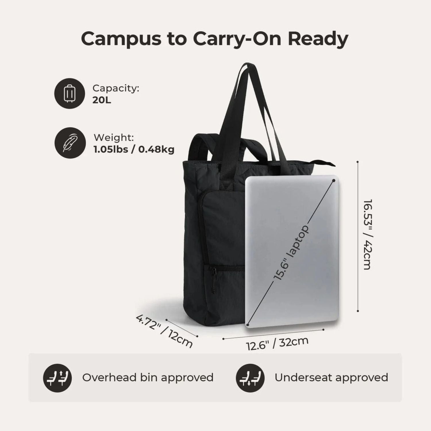 Bagsmart Paz Laptop Totepack 20L (Black)