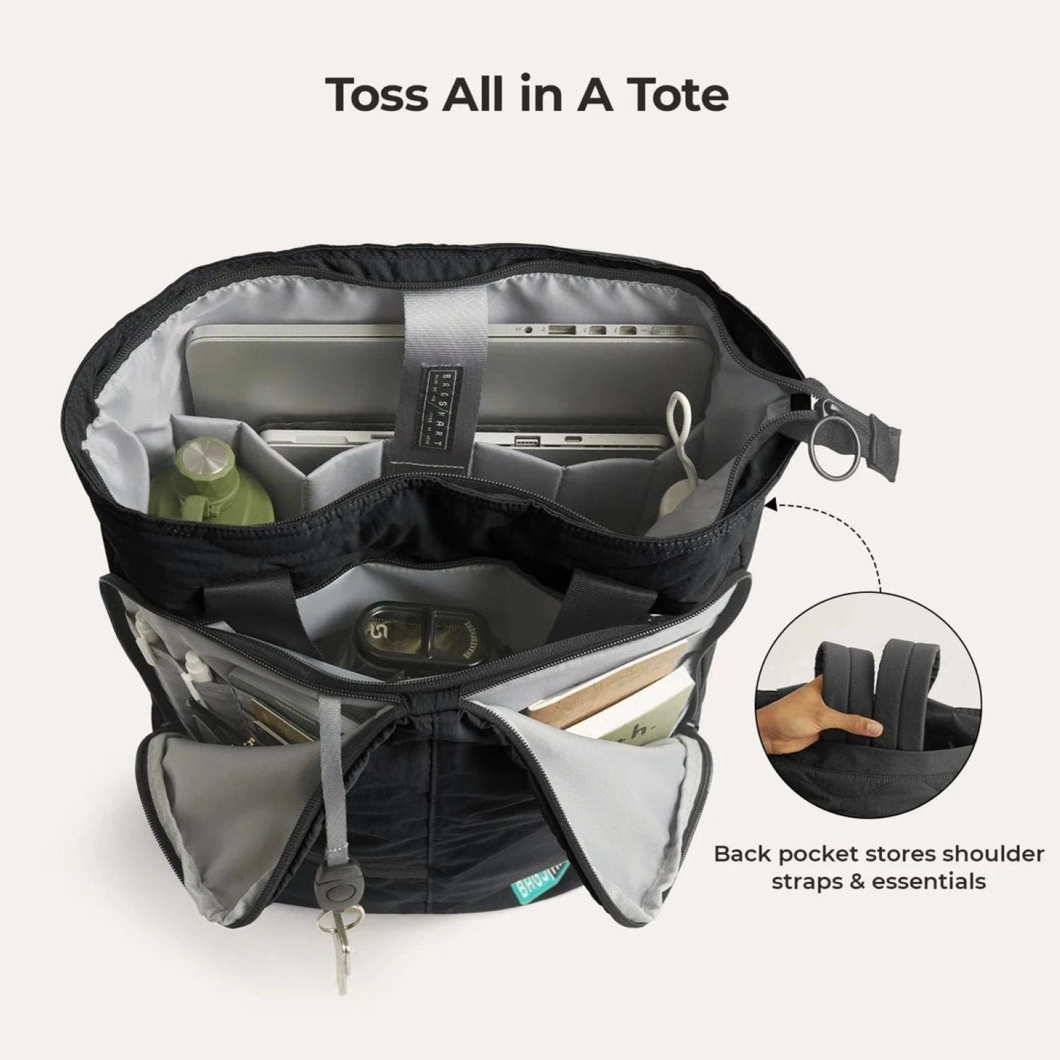 Bagsmart Paz Laptop Totepack 20L (Black)