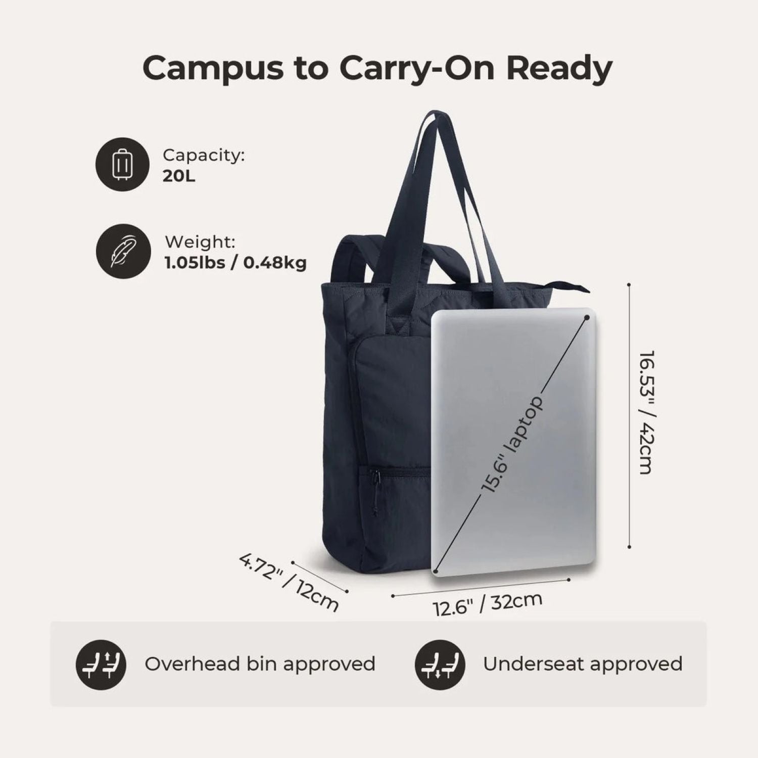 Bagsmart Paz Laptop Totepack 20L (Dark Blue)