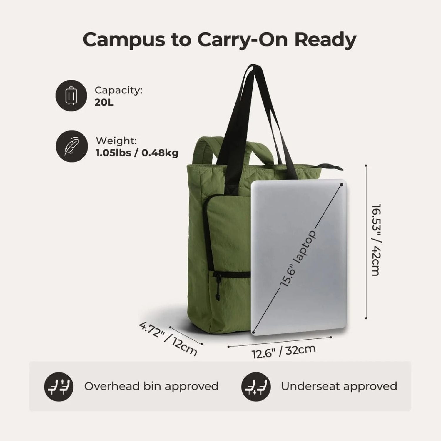 Bagsmart Paz Laptop Totepack 20L (Moss)