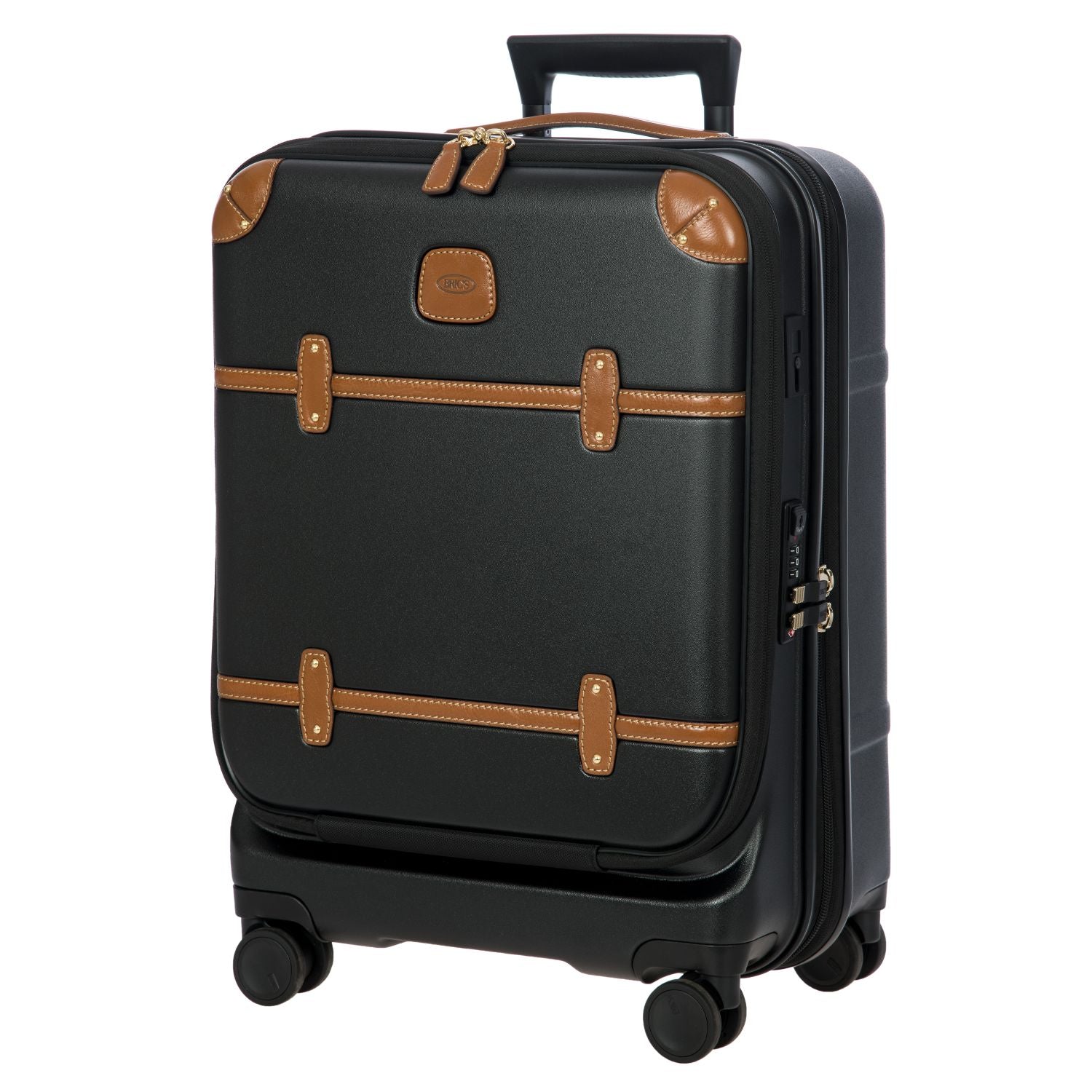 BRIC'S Bellagio 3 21" Expandable Carry-On Luggage Spinner + Pocket with USB (Black)
