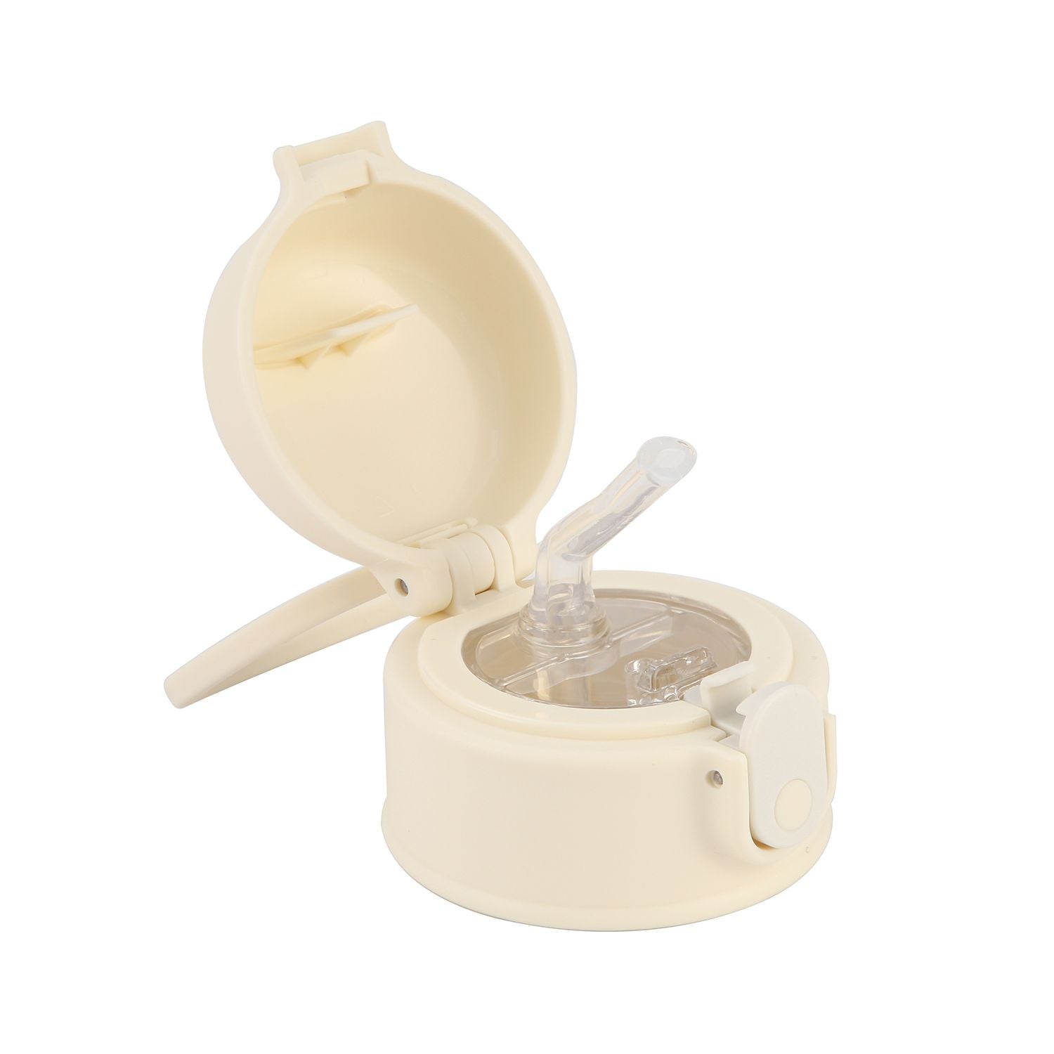 Crossing Bottle Cap With Handle Only For Kids' Drink Bottle W/Sipper Silicone Straw - White