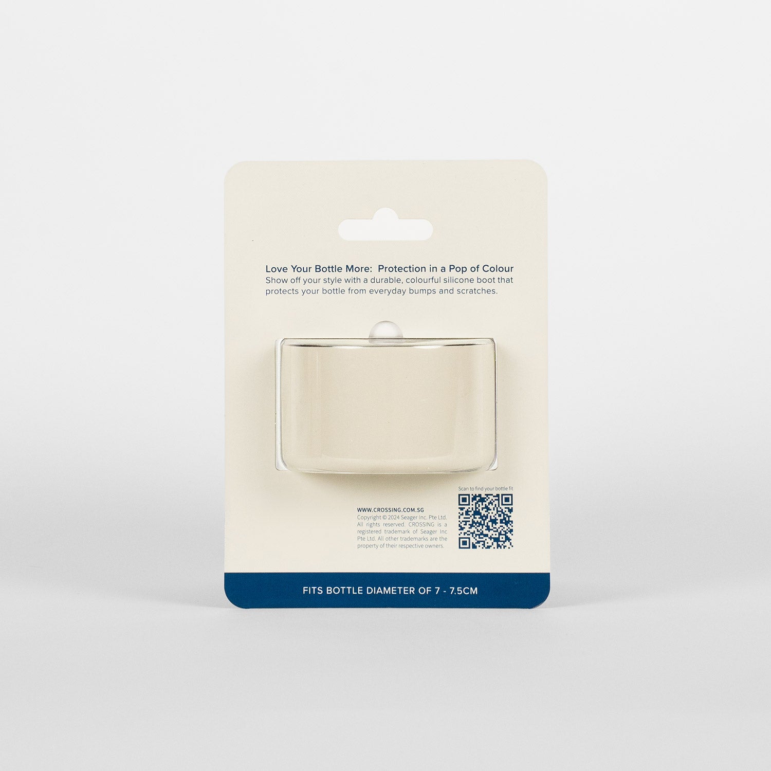 Crossing Silicone Water Bottle Boot - Fits Diameter 7-7.5cm (550ml) Blistered Pack - Cream