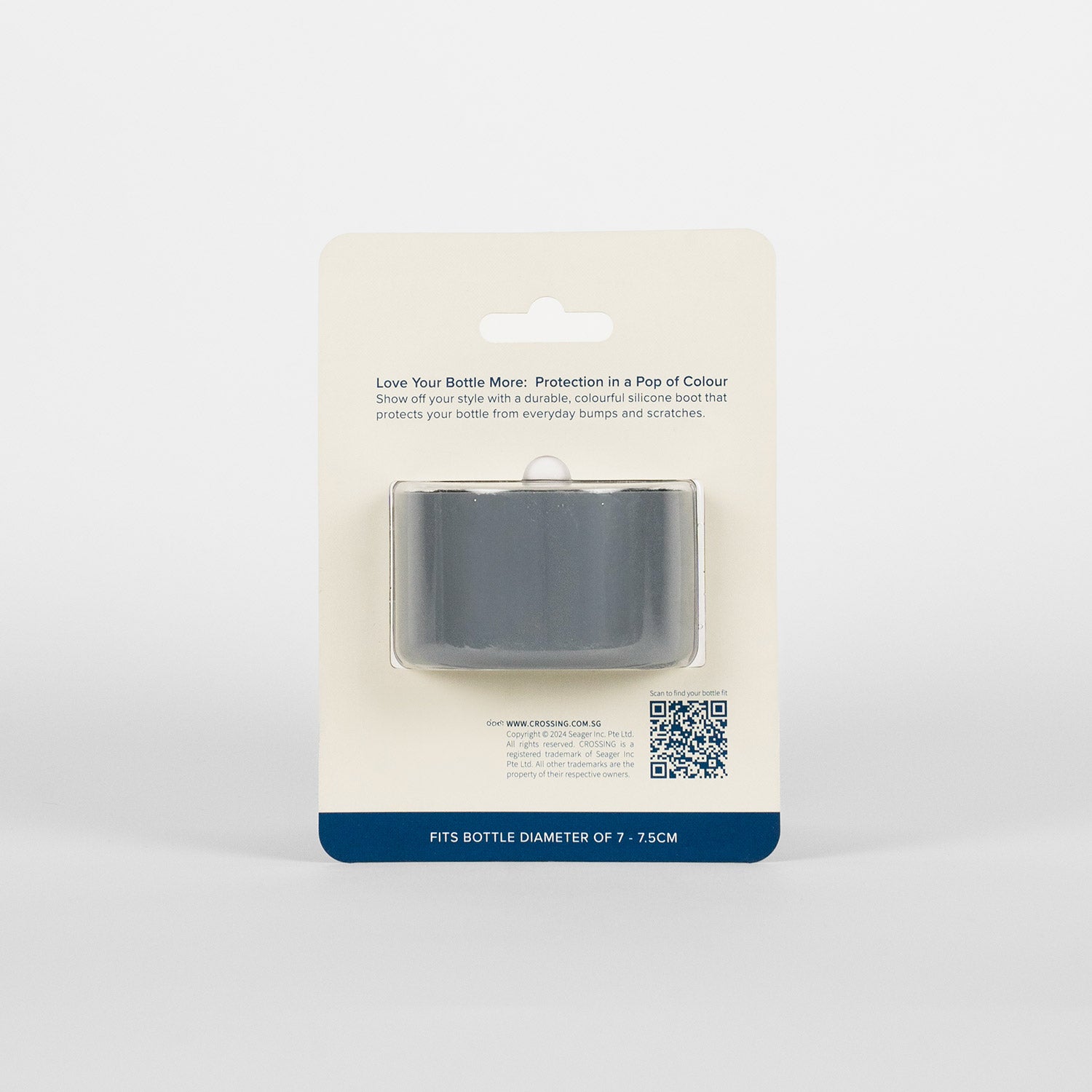 Crossing Silicone Water Bottle Boot - Fits Diameter 7-7.5cm (550ml) Blistered Pack - Gray