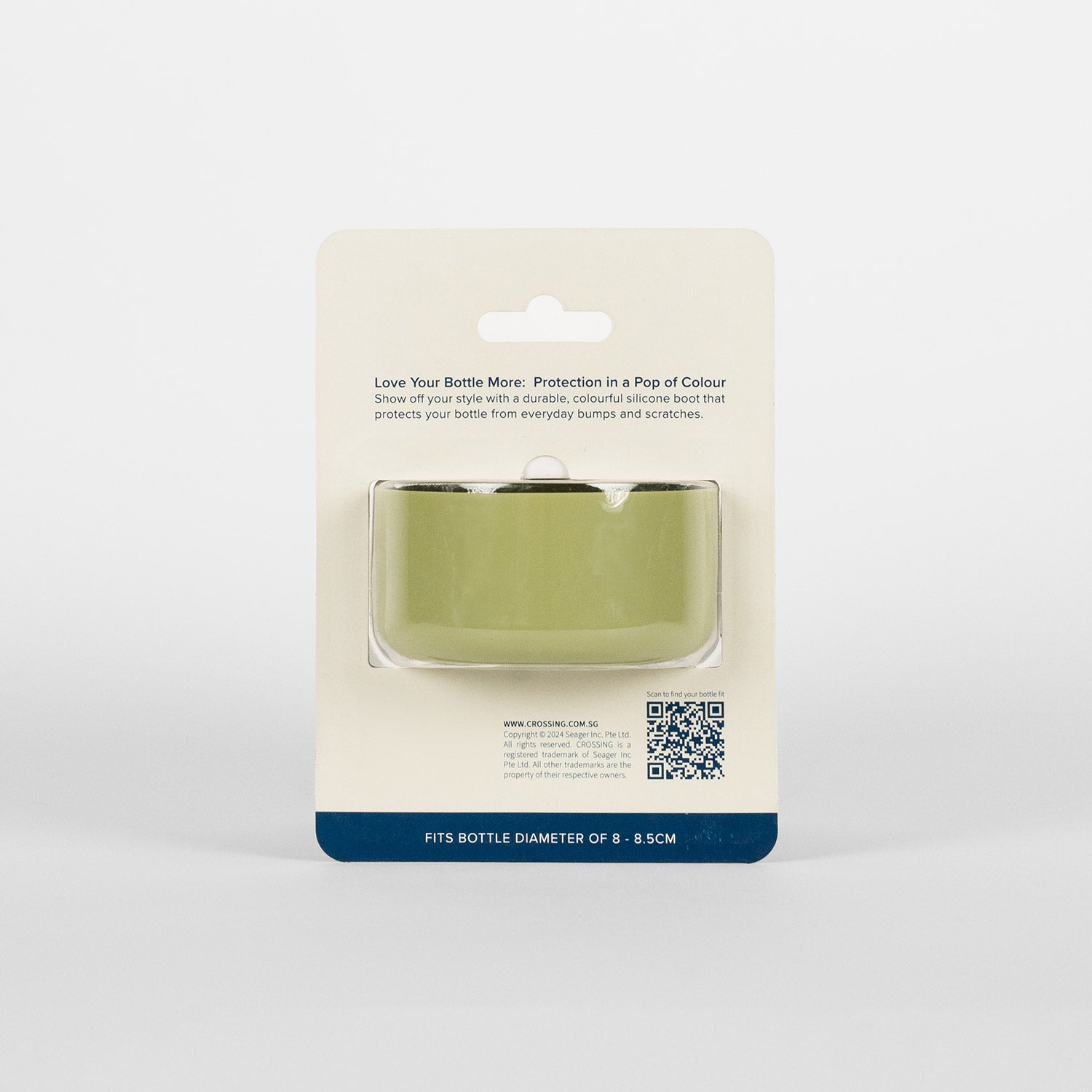 Crossing Silicone Water Bottle Boot - Fits Diameter 7-7.5cm (550ml) Blistered Pack - Moss