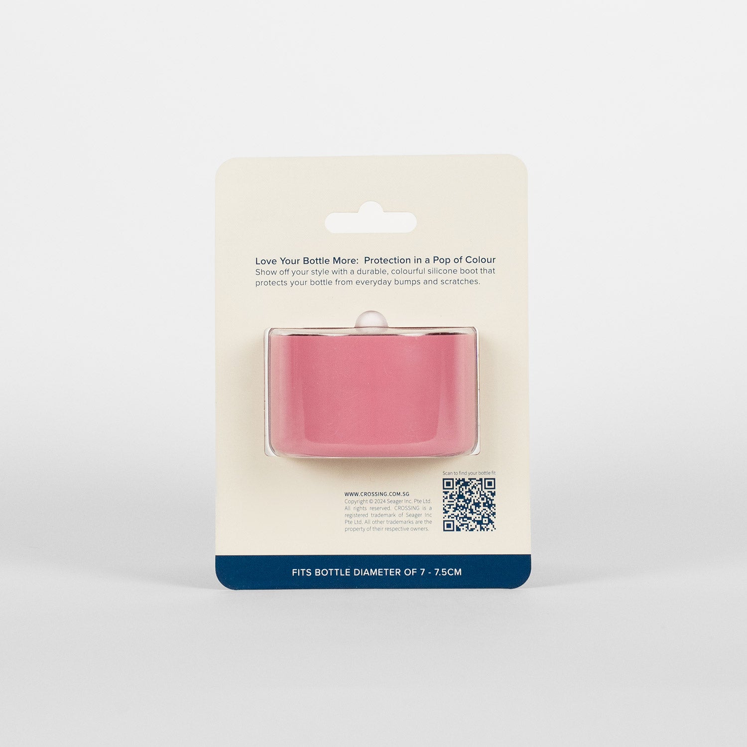 Crossing Silicone Water Bottle Boot - Fits Diameter 7-7.5cm (550ml) Blistered Pack - Pink