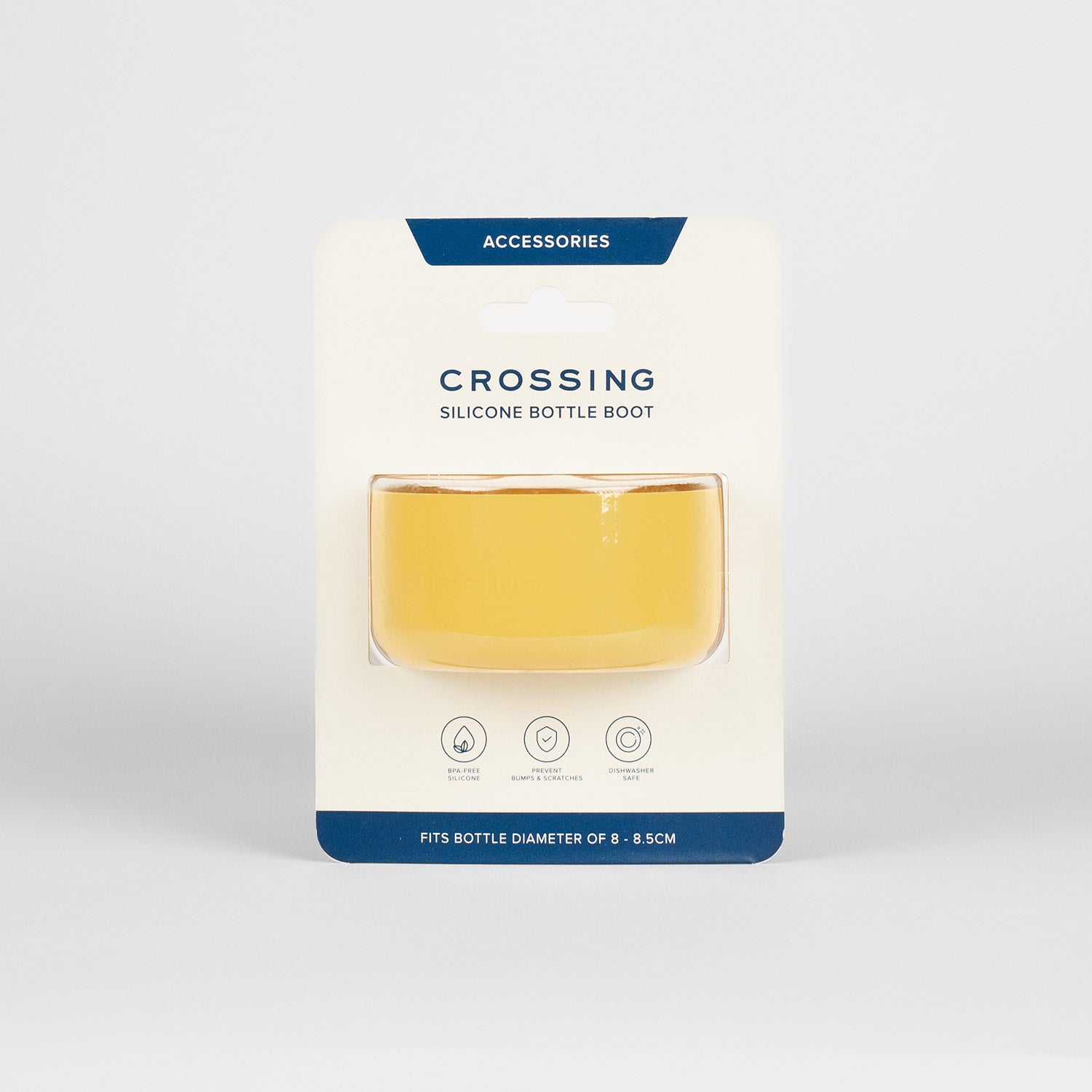 Crossing Silicone Water Bottle Boot - Fits Diameter 8-8.5cm (780ml) Blistered Pack - Yellow