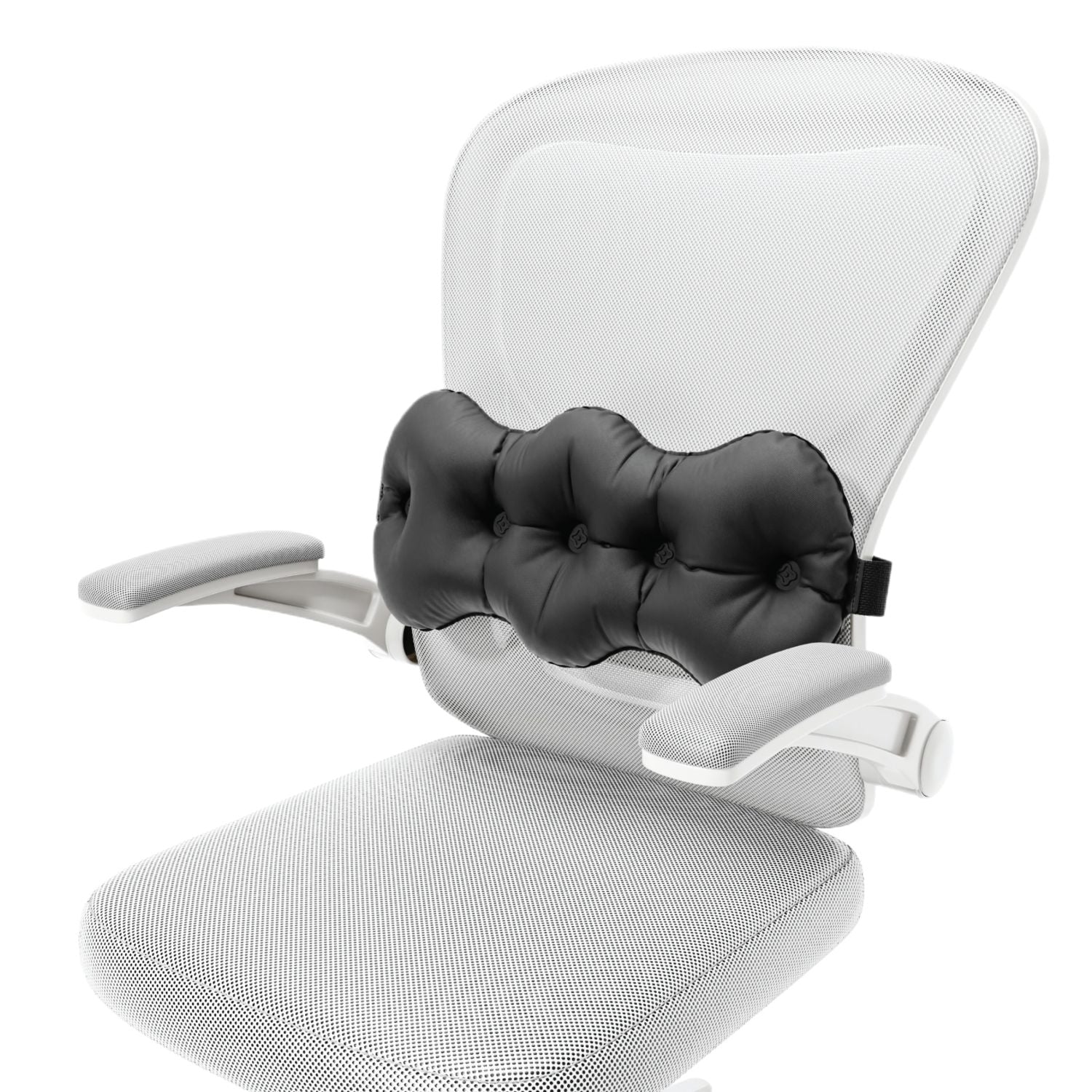 Crossing Inflatable Air Pump Lumbar Back Support Travel Pillow - Black