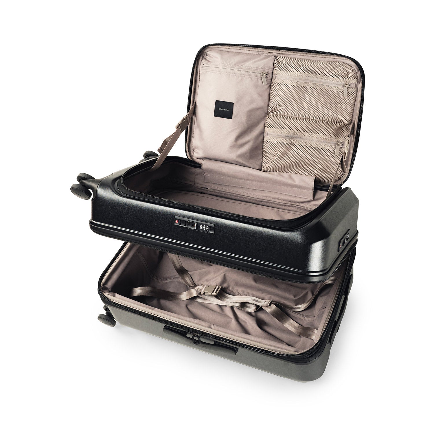 CROSSING INVI TRUNK 26" Medium Expandable Luggage With Front & Middle Access - Black