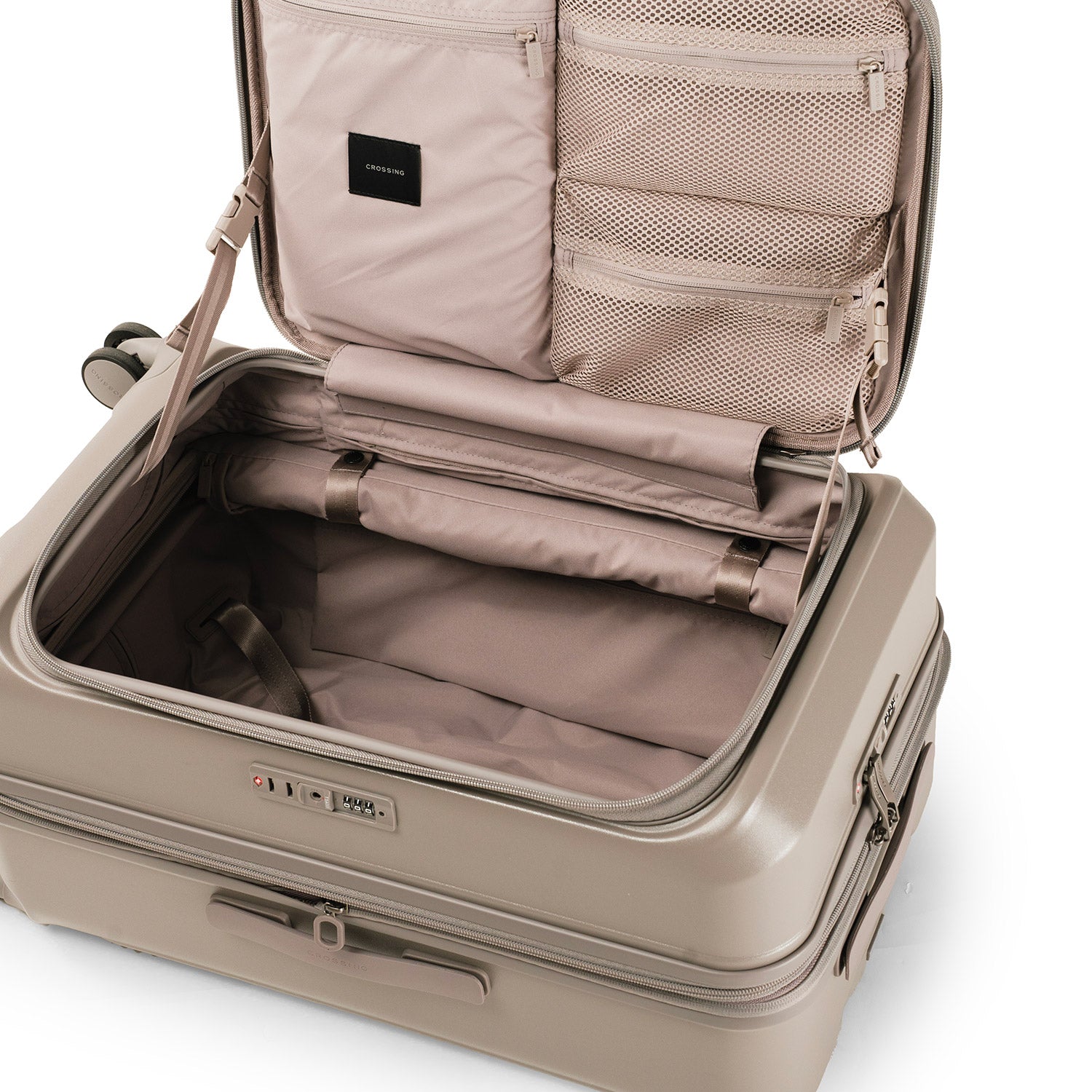 CROSSING INVI TRUNK 26" Medium Expandable Luggage With Front & Middle Access - Latte