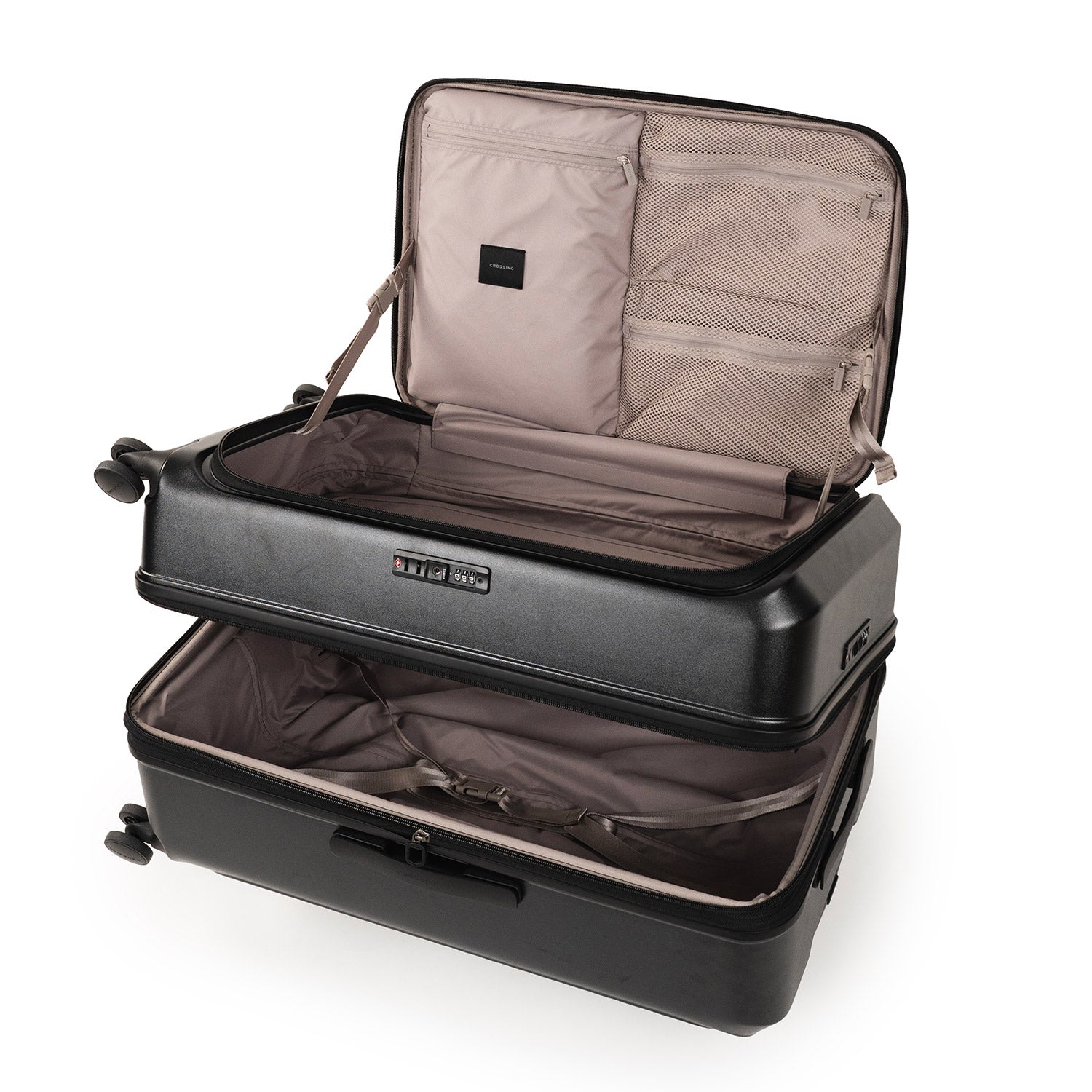 CROSSING INVI TRUNK 30" Large Expandable Luggage With Front & Middle Access - Black