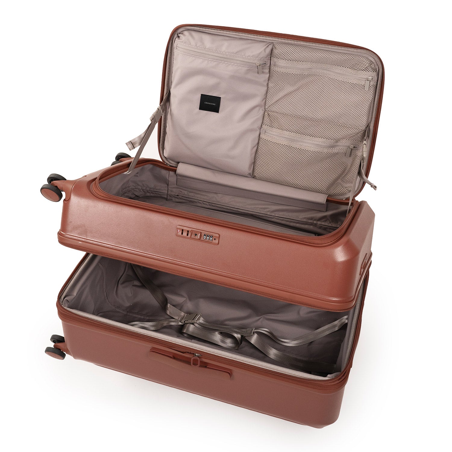 CROSSING INVI TRUNK 30" Large Expandable Luggage With Front & Middle Access - Brick