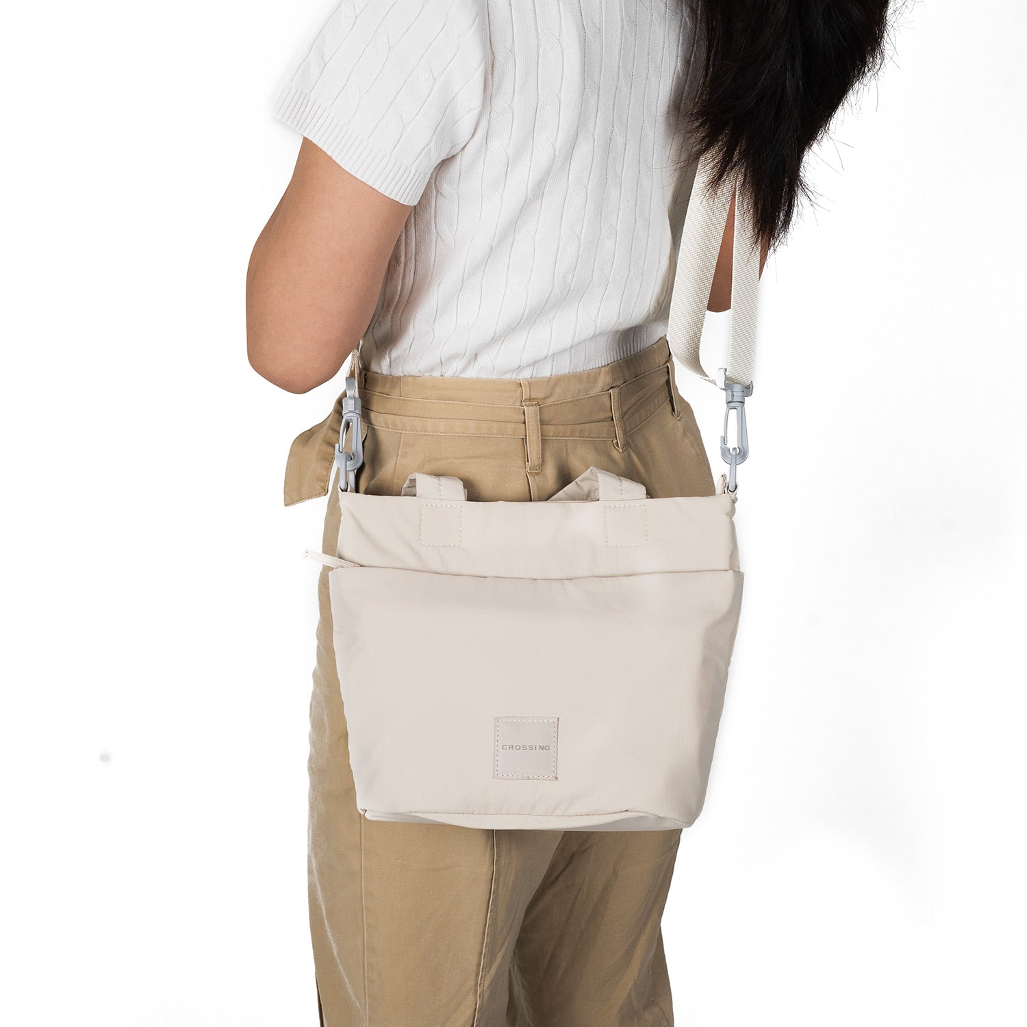 Crossing Jill Anti-Theft RFID Dual Carry Crossbody Bag - Beige