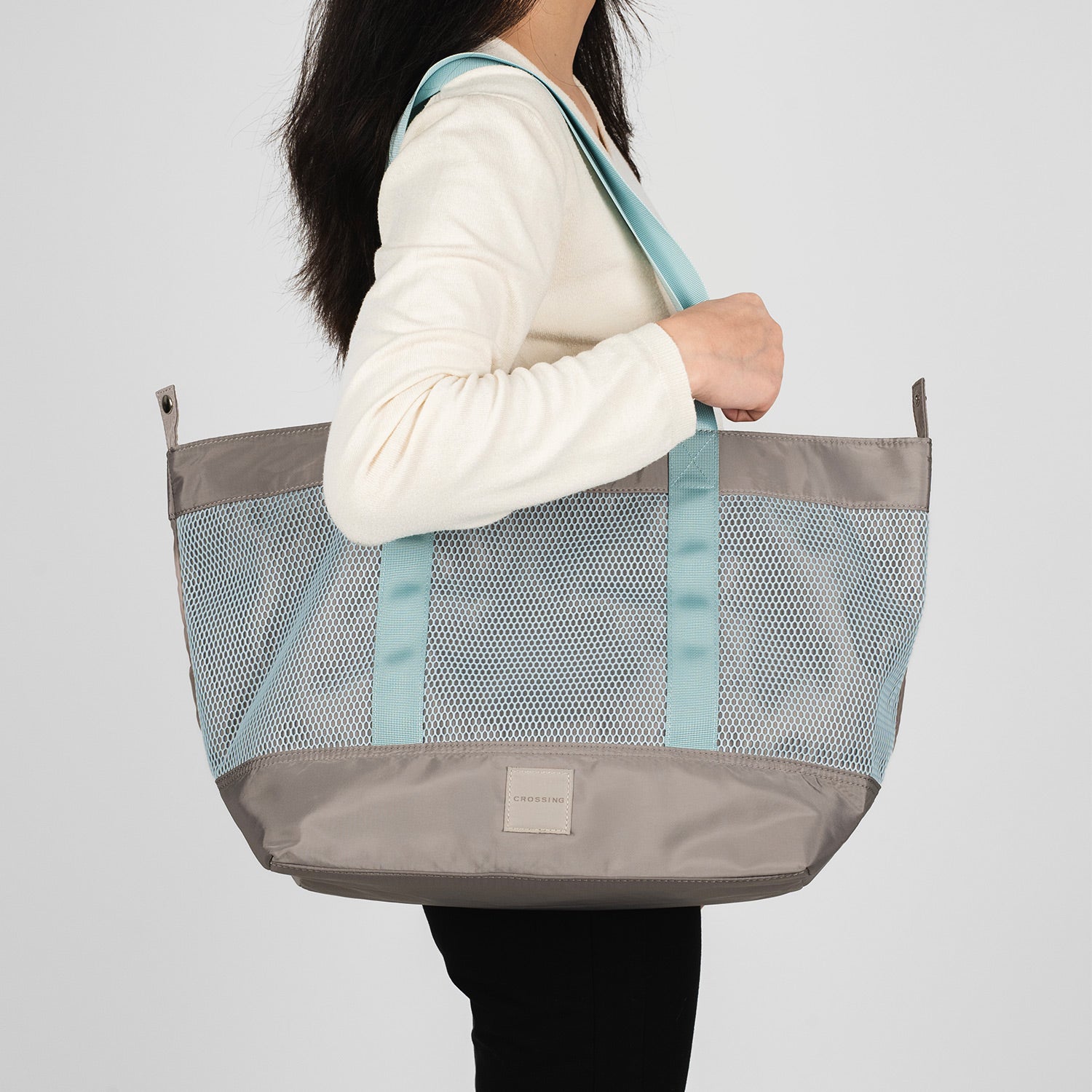 Crossing Meg Dual Carry Mesh Tote Bag - Grey/Light Blue
