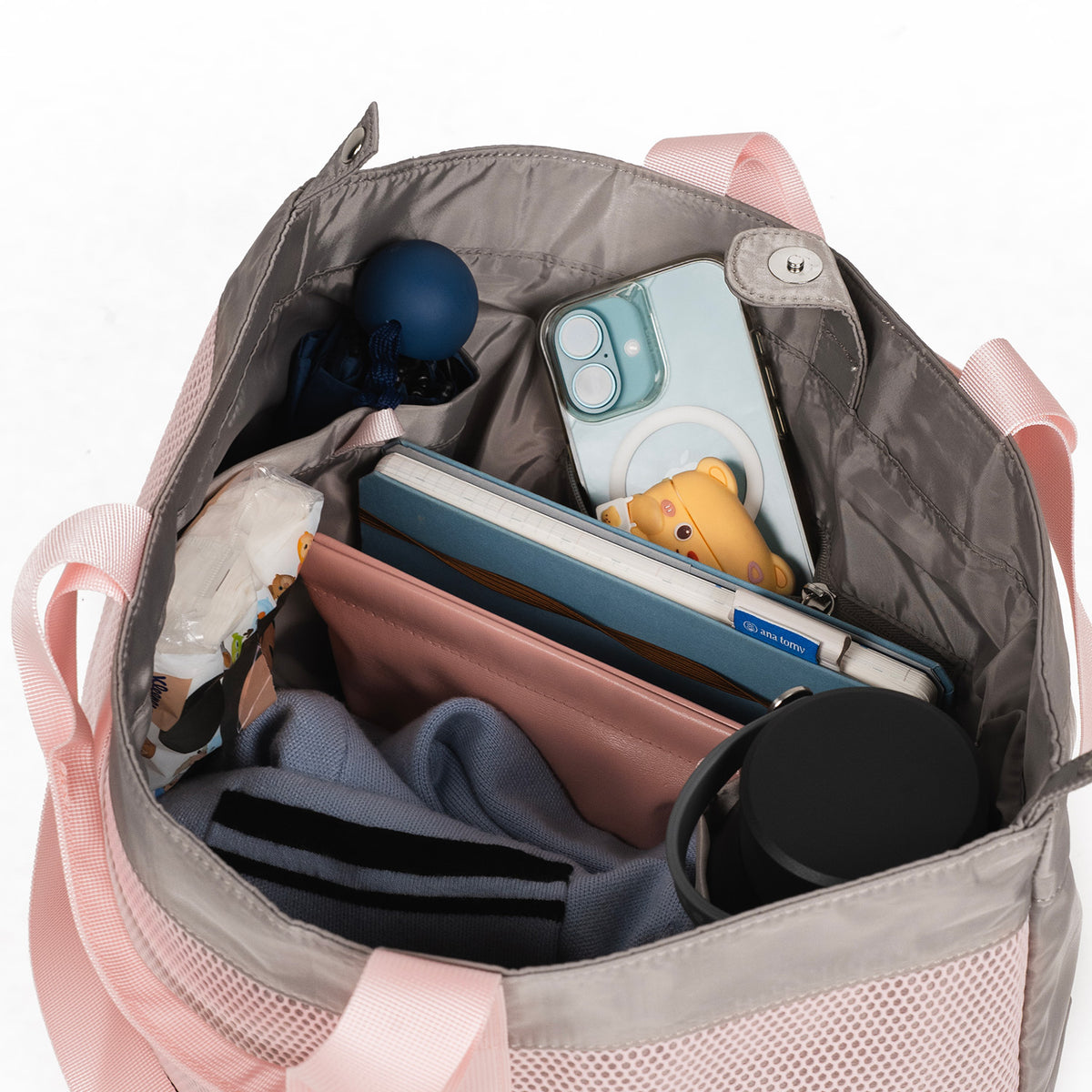 Crossing Meg Dual Carry Mesh Tote Bag - Grey/Pink – The Planet Traveller
