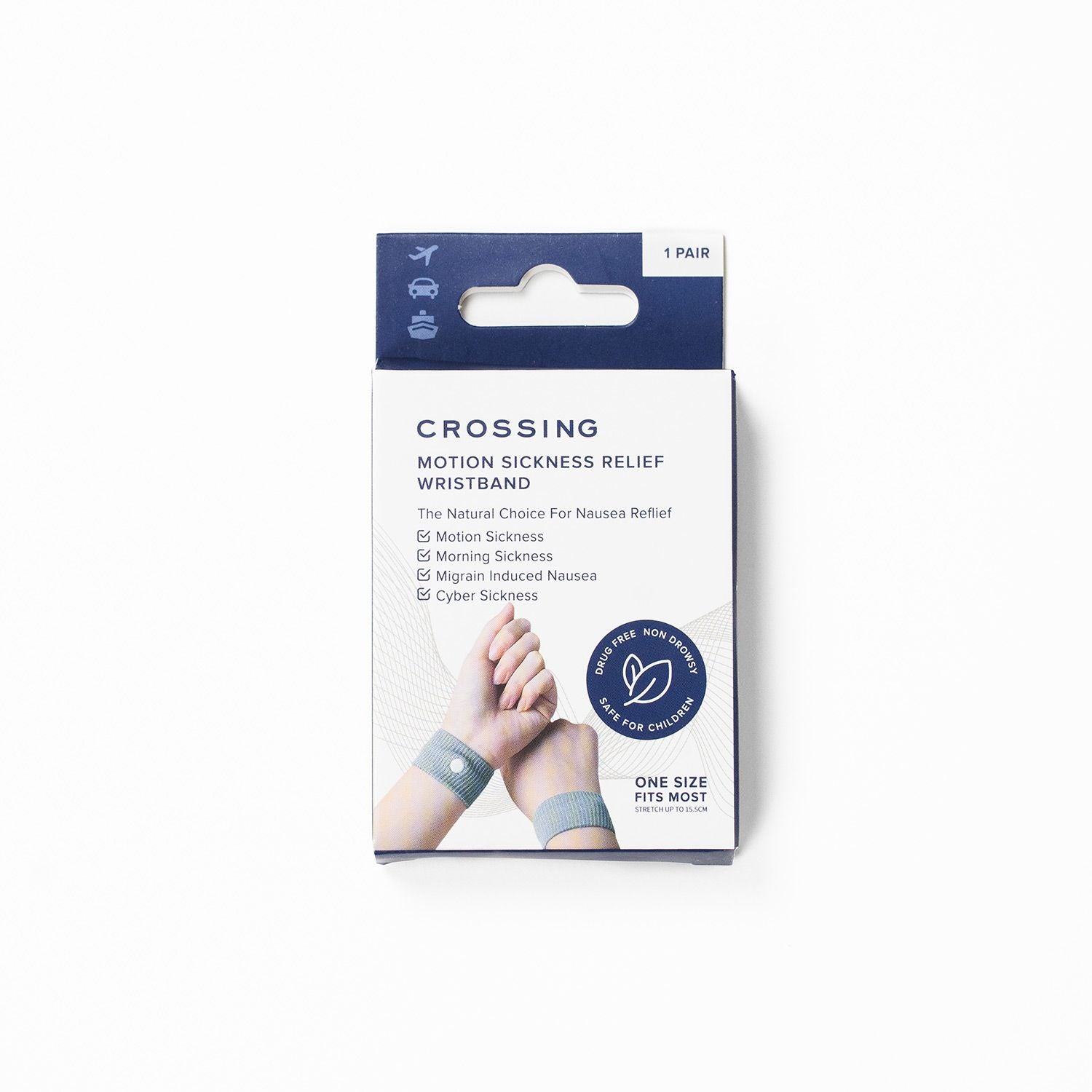 Crossing Motion Sickness Relief Wristband (1 Pair) - Grey