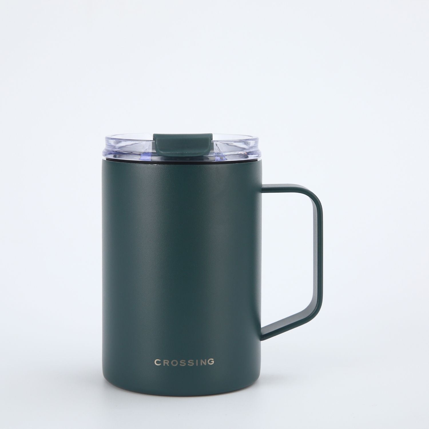Crossing Neo Insulated S/S Leakproof Ceramic Mug W Handle And Lid 400ml - Squash (Dark Green)