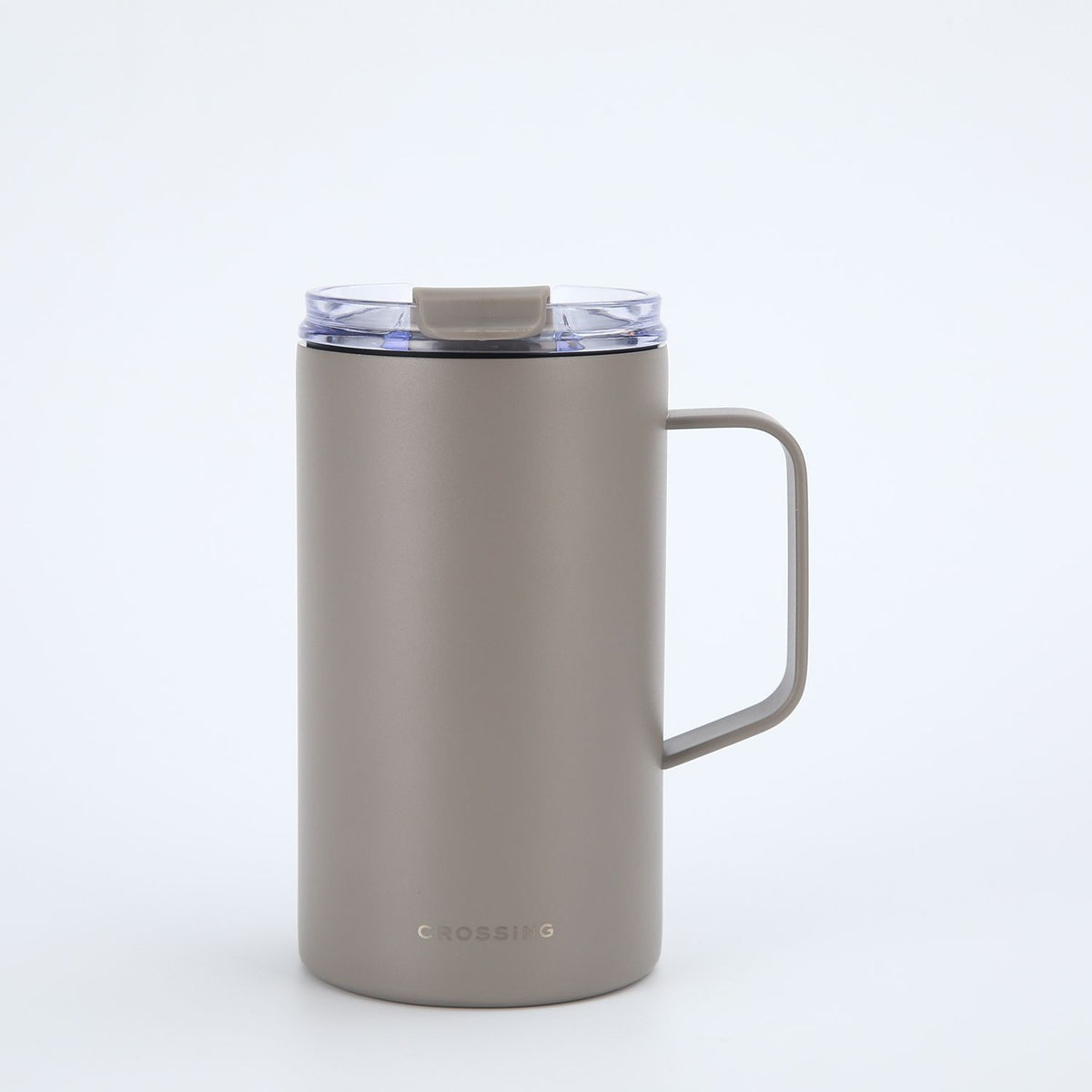Crossing Neo V2 Insulated S/S Leakproof Lid Ceramic Mug W Handle And Silicone Base 500ml - Latte (Light Grey)