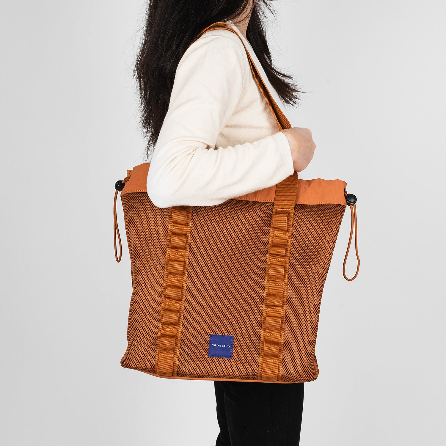 Crossing Noa Drawstring Mesh Tote Bag - Orange