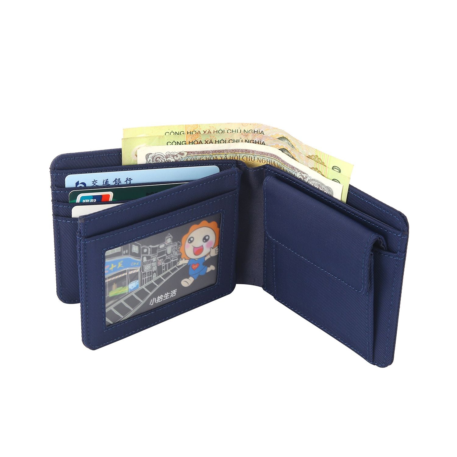 Crossing RFID Bifold Wallet with Coin Pocket & Card Flap V2 - Navy
